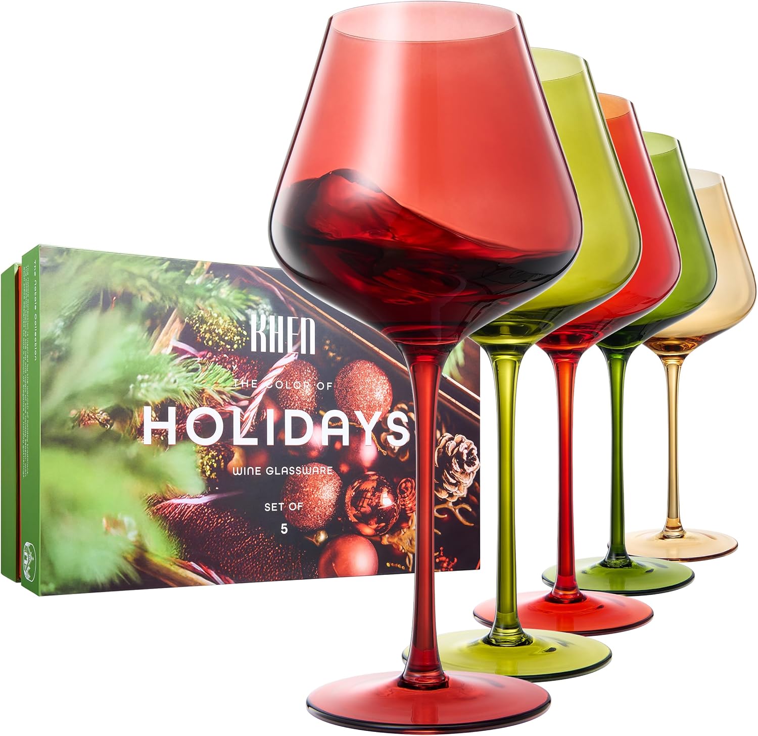 Christmas Wine Glass, Set of 5