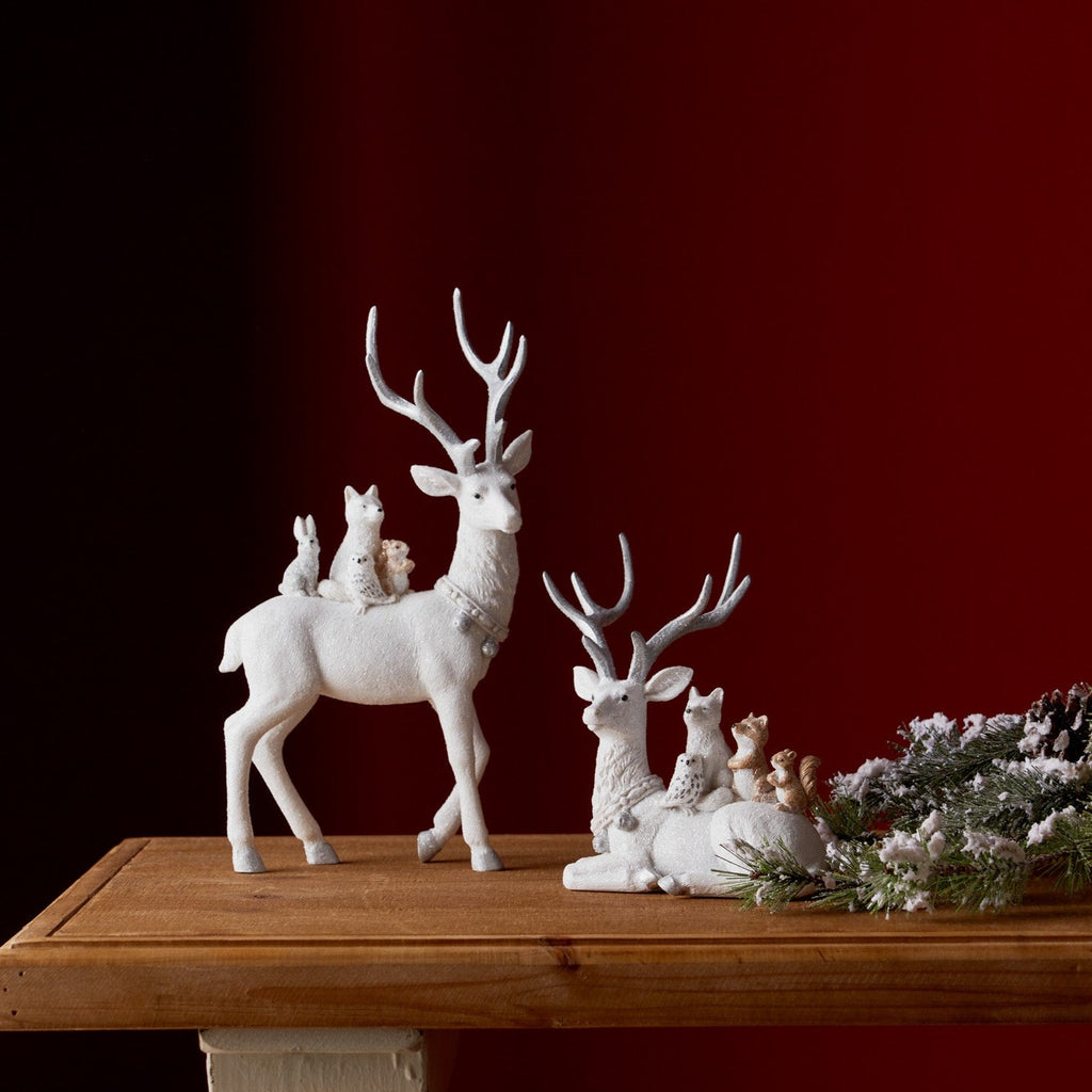 Winter Deer with Woodland Friends Figurine (Set of 2)