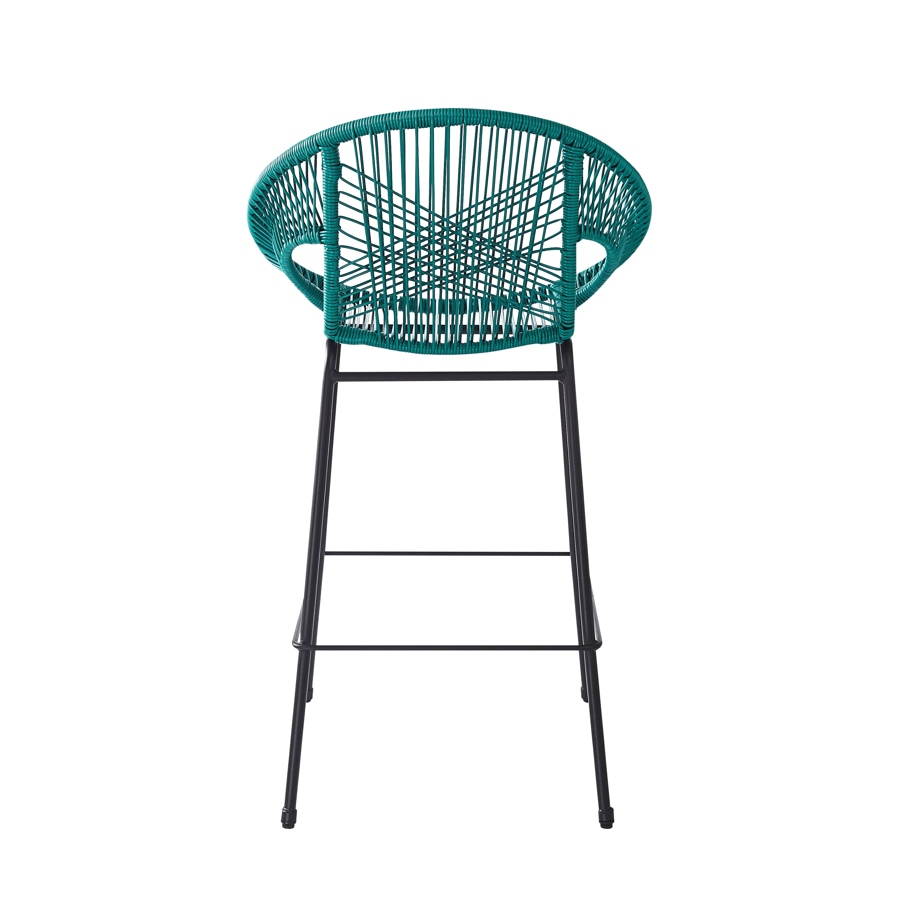 Entwined Outdoor Bar Stool with Ergonomic Design and Footrest, Set of 2