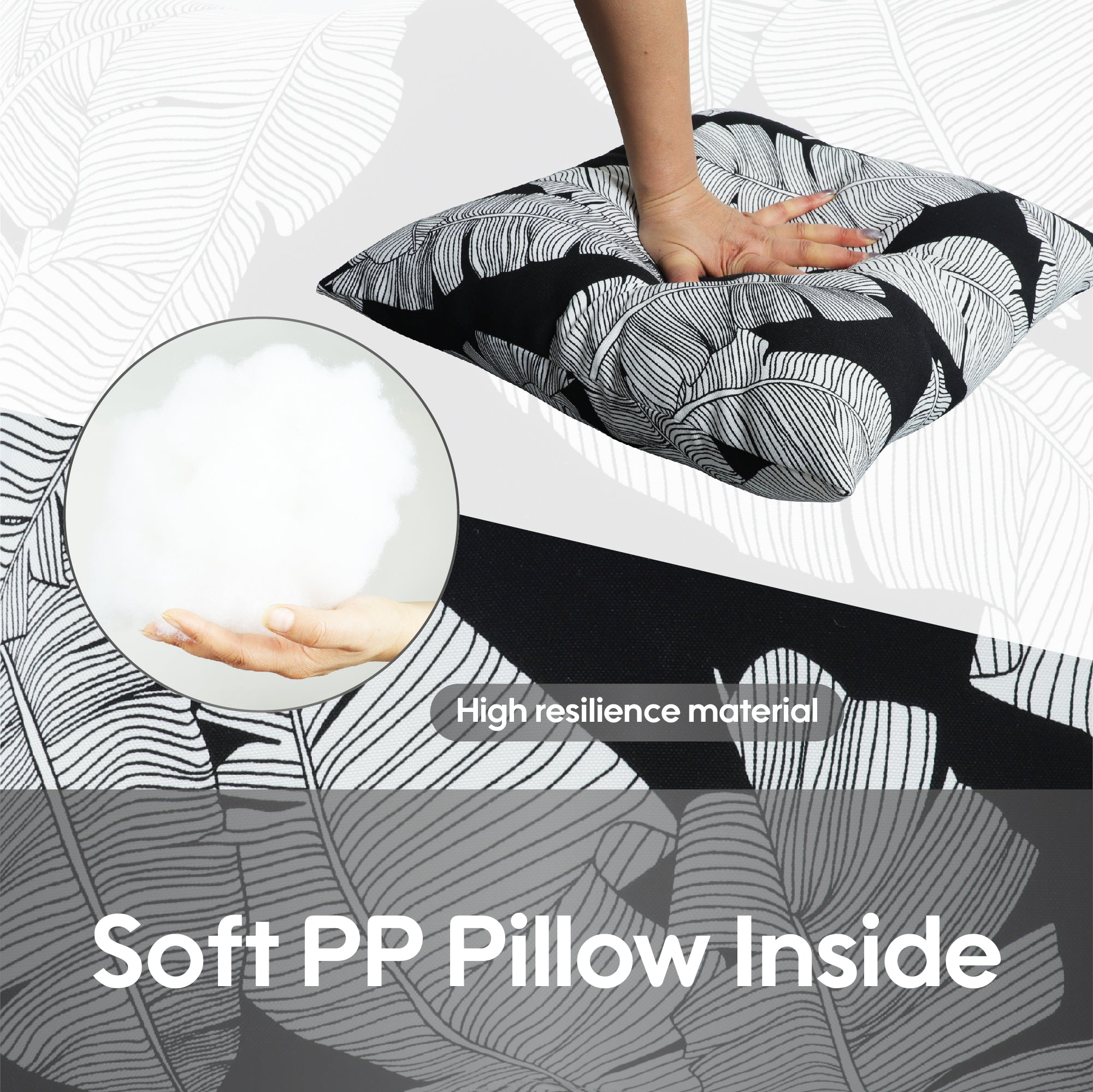 Black & White Palm Outdoor Square Pillows, Set of 2