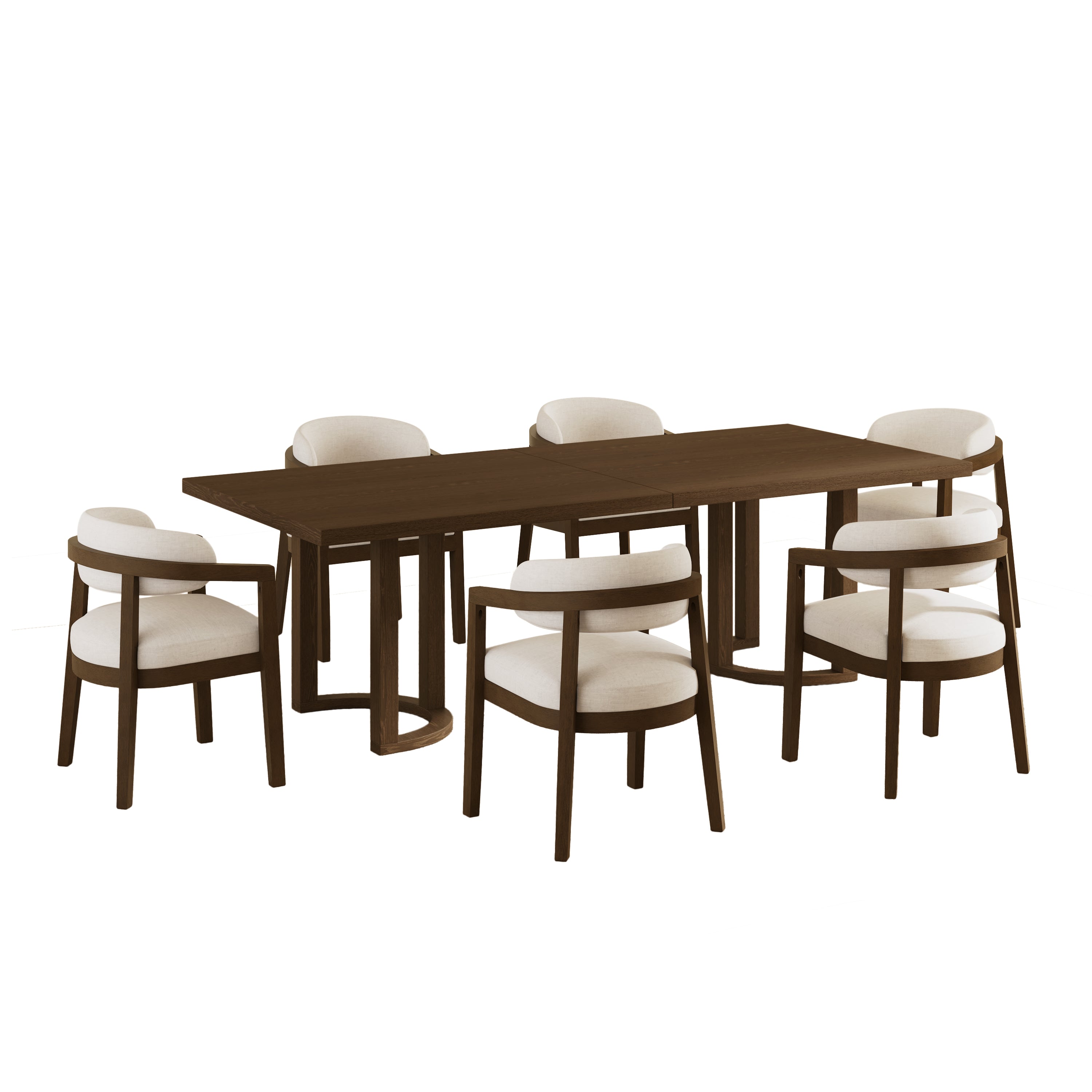 Whitfield 7-Piece Wood Upholstered Dining Set with U-Back Chairs