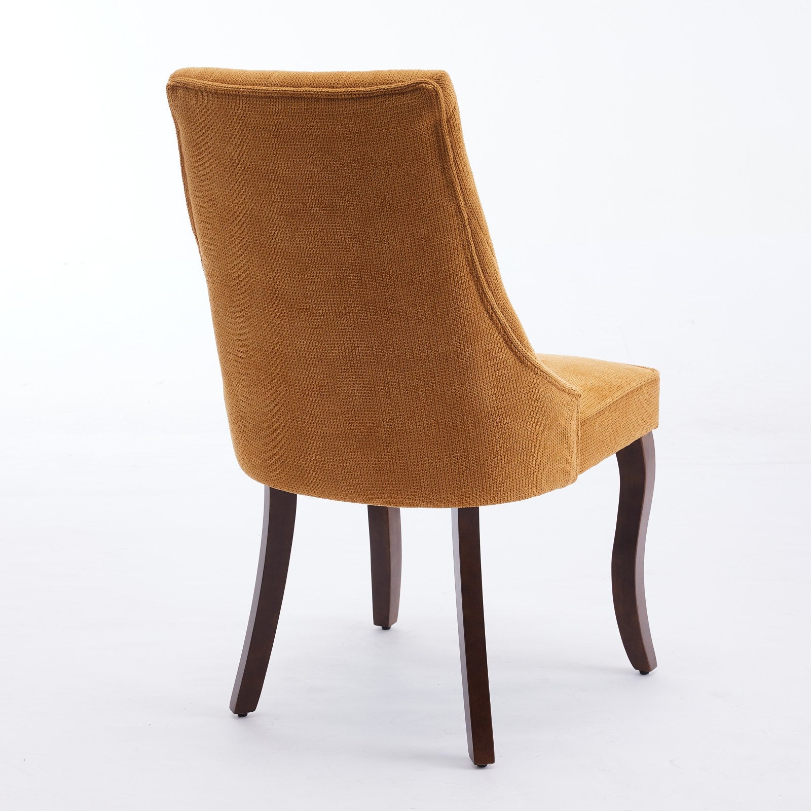Rayon Cloth Flocking Linen Dining Chairs Channel Kitchen Dinner Chair Comfy Fabric Upholstered Accent Chair for Dining Room with Curved Solid Wood Legs,Set of 2 (Gold), SW1847GL