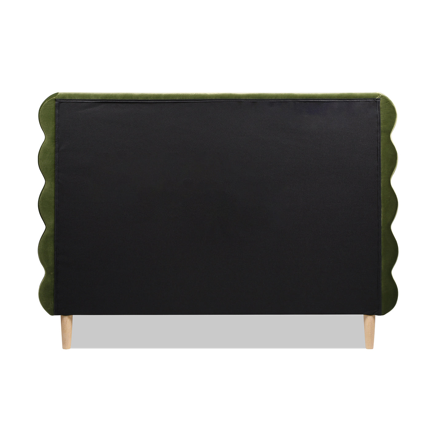 Essencee Upholstered Platform Bed with Wavy Headboard and Wood Legs