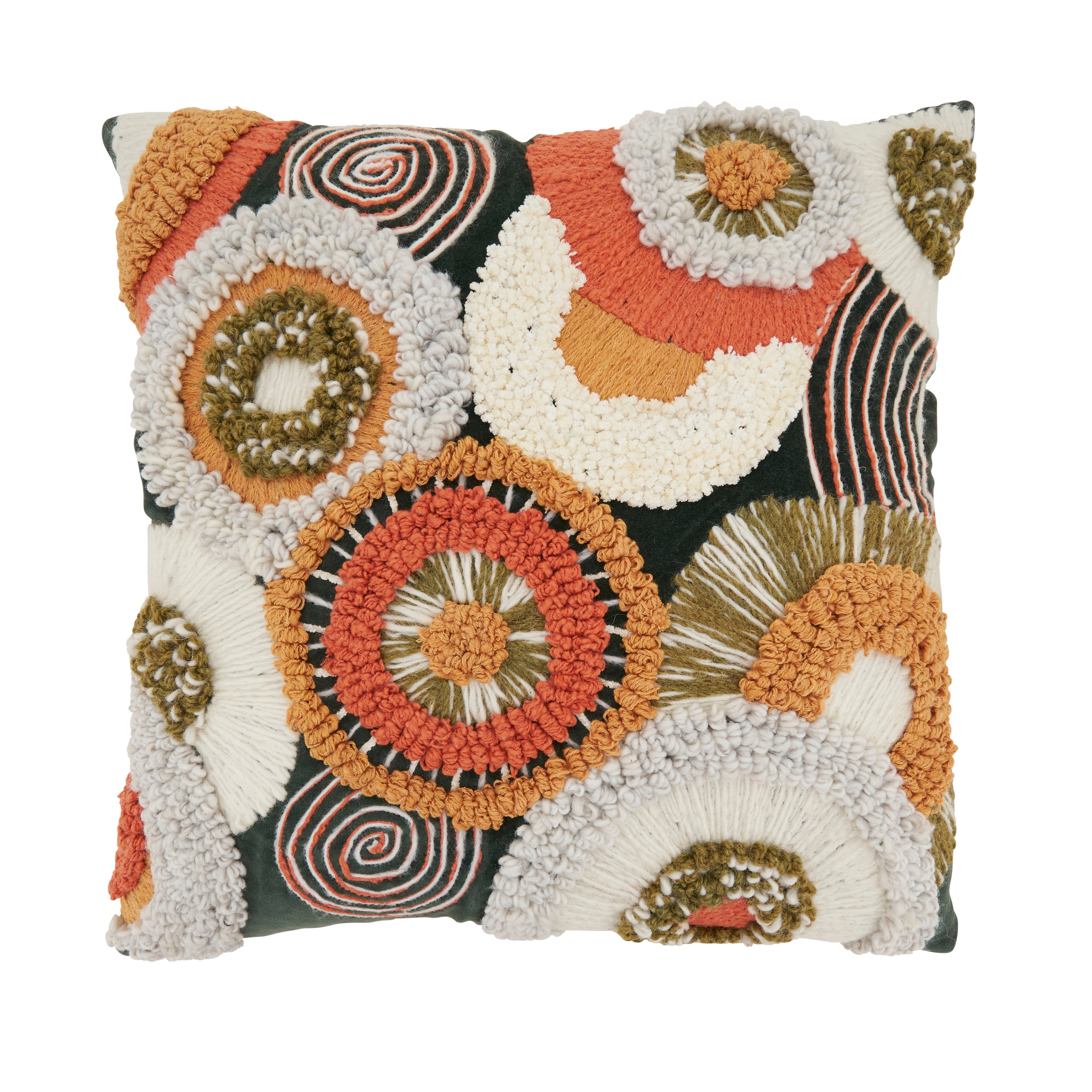 Velvet Boho Circles Poly Filled Throw Pillow