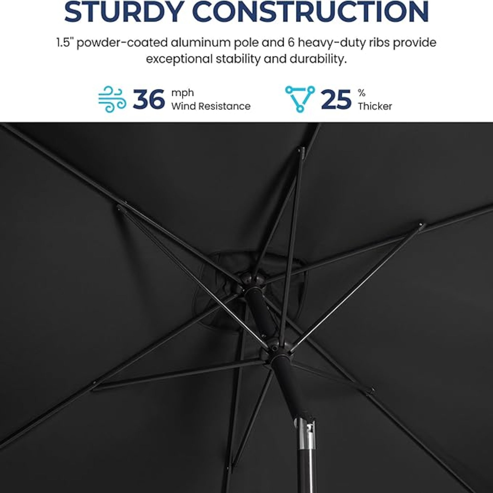 6.5 x 10 ft Rectangular Patio Umbrella with Crank, Base Not Included