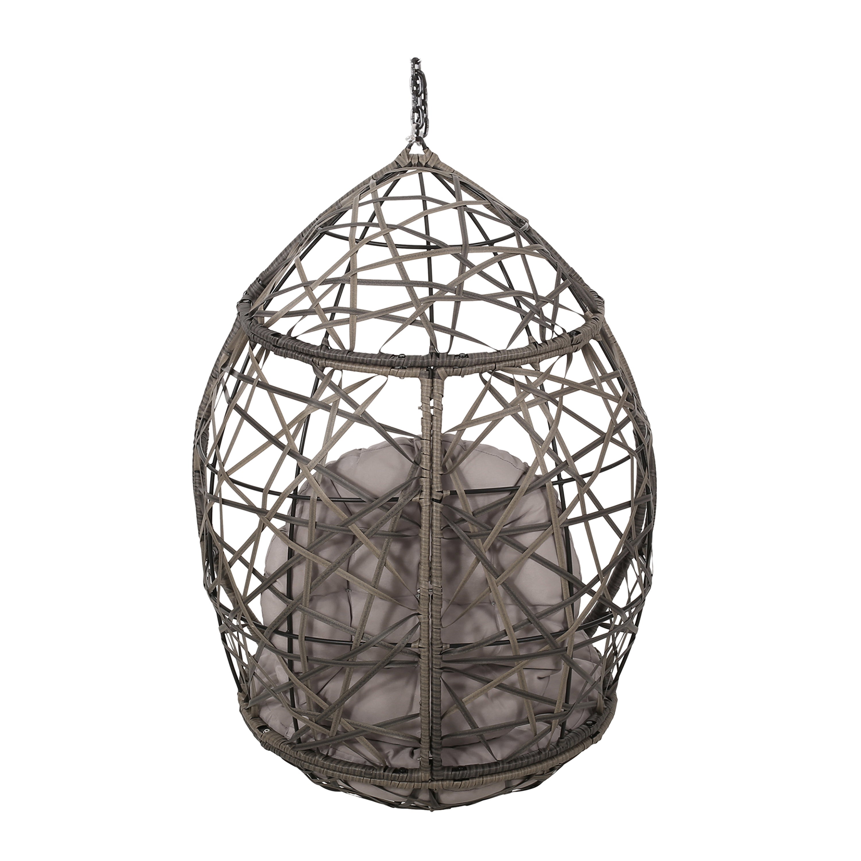 Hanging Chair with Tufted Cushion and Teardrop Shape