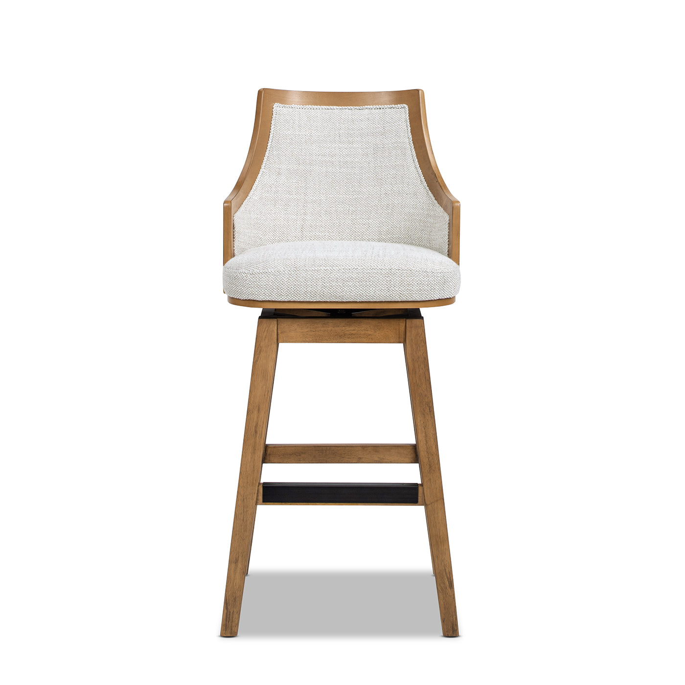 Bahama 30" Cane Rattan High-Back Swivel Bar Stool with Recessed Arms