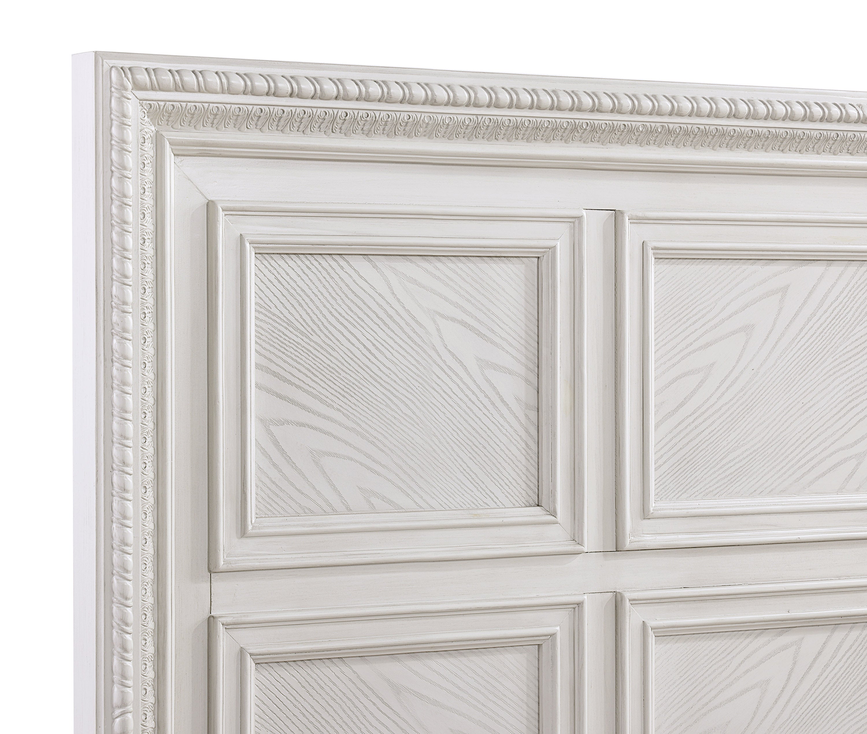 Kelsea Antique White Grid Panel Wooden Bed