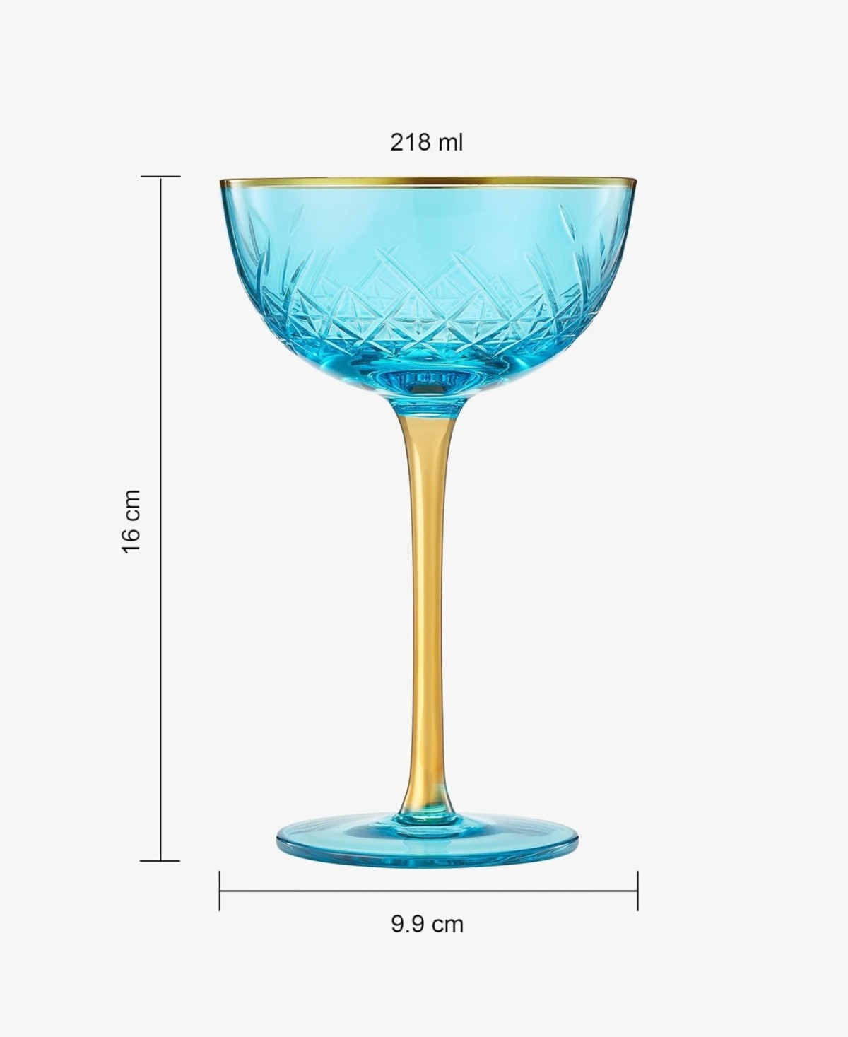 Blue Vintage Art Deco Coupes Set of 2