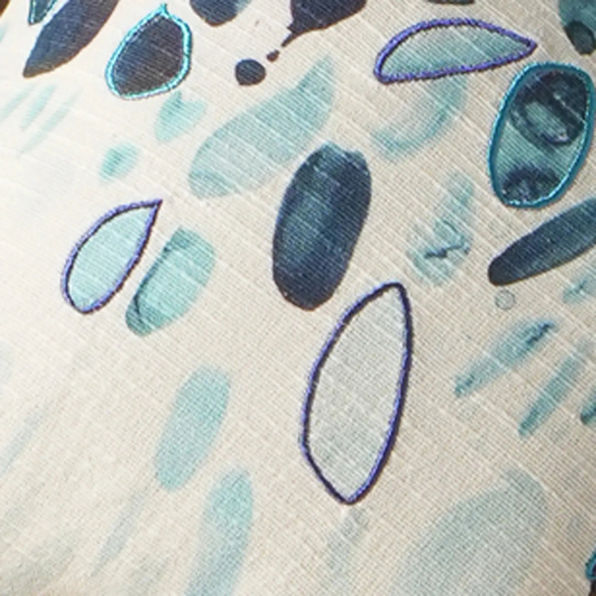 Coastal Droplets Printed & Embroidered Pillow
