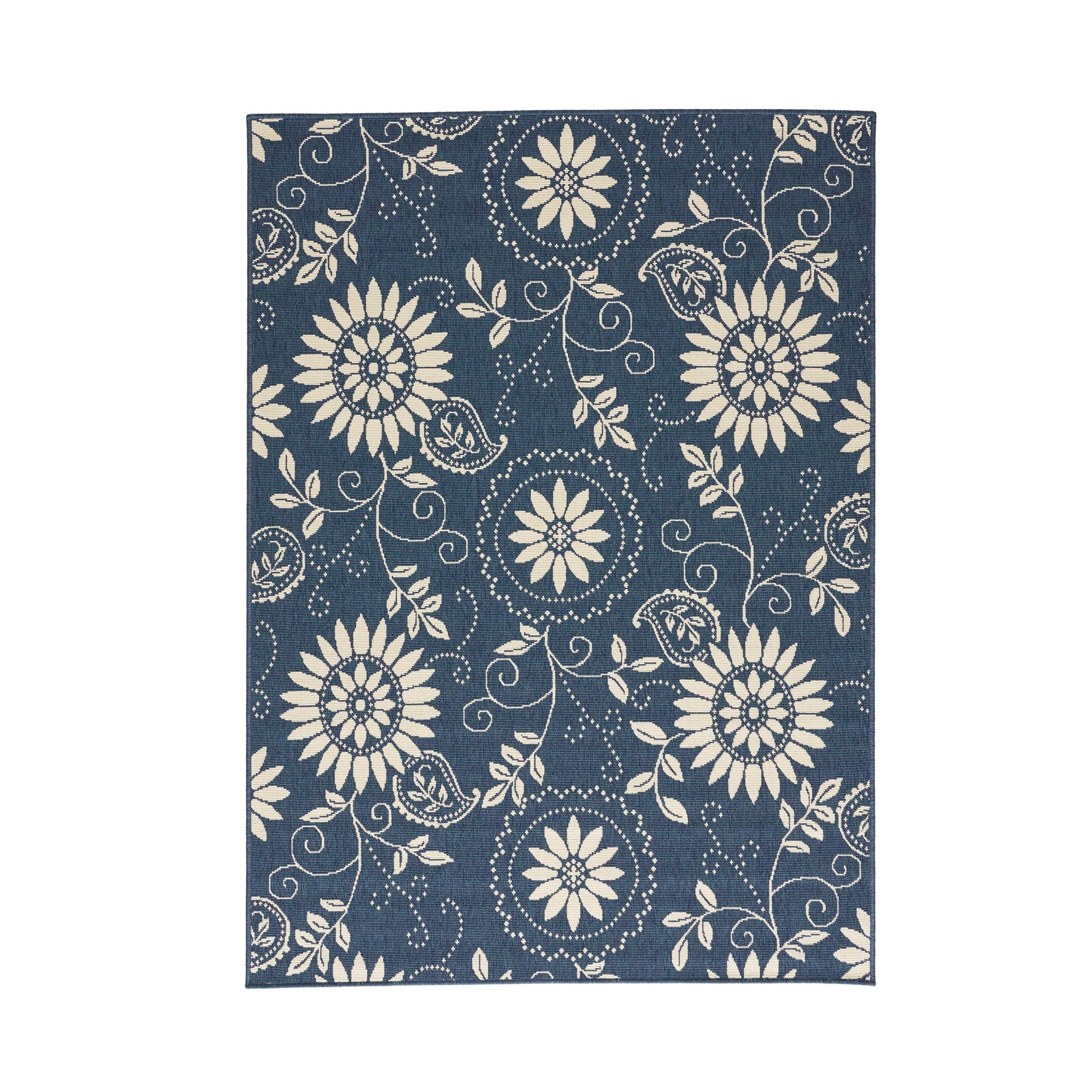 84"x63" Outdoor Rug with Botanical Pattern and Rectangle Shape