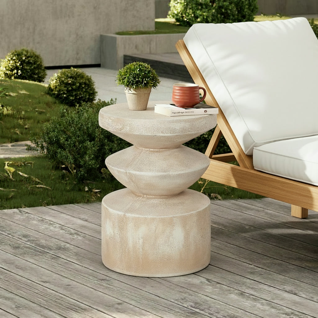 Indoor/Outdoor Handmade Side Table with Stone Look