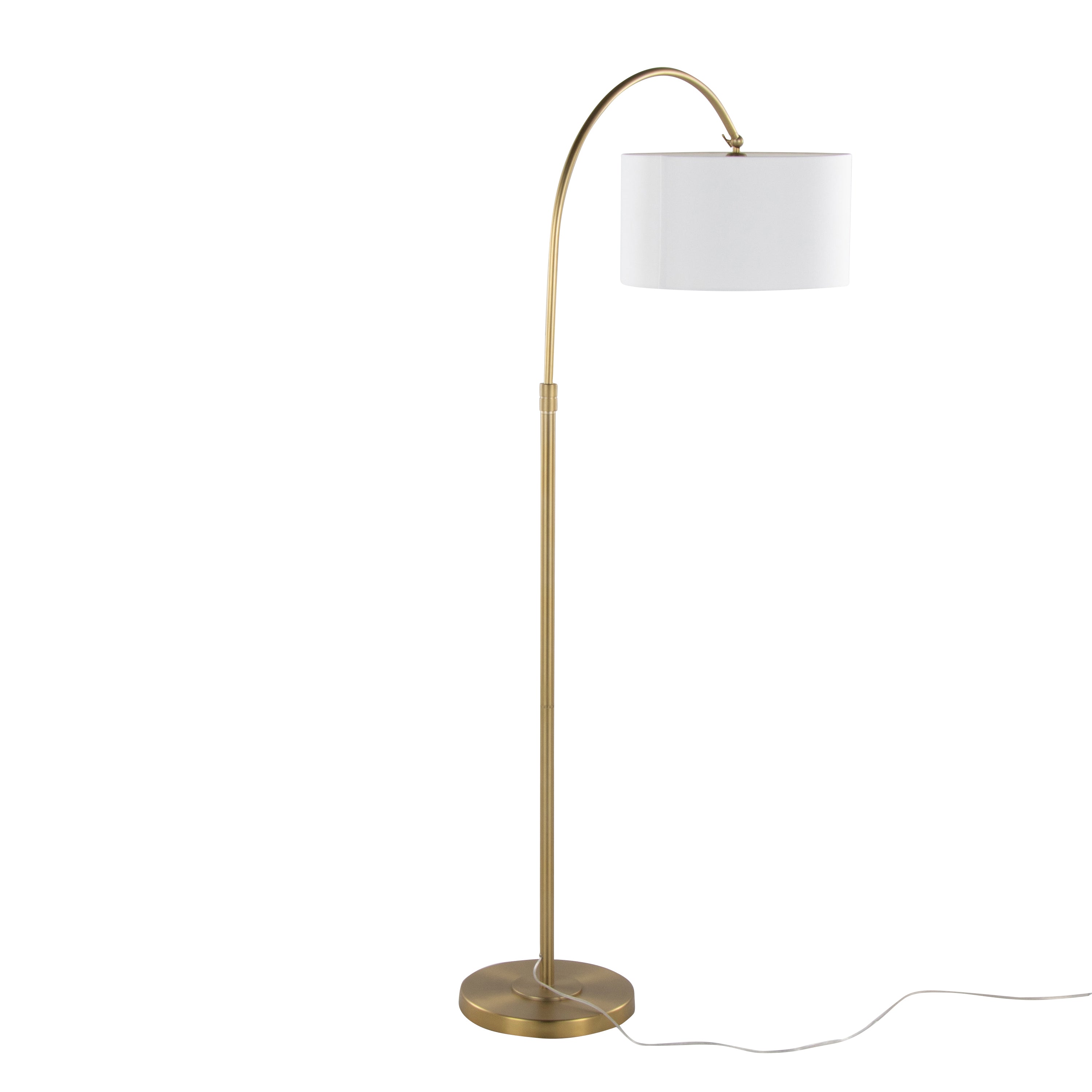 63" Floor Lamp with Drum Shade and Arched Metal Neck