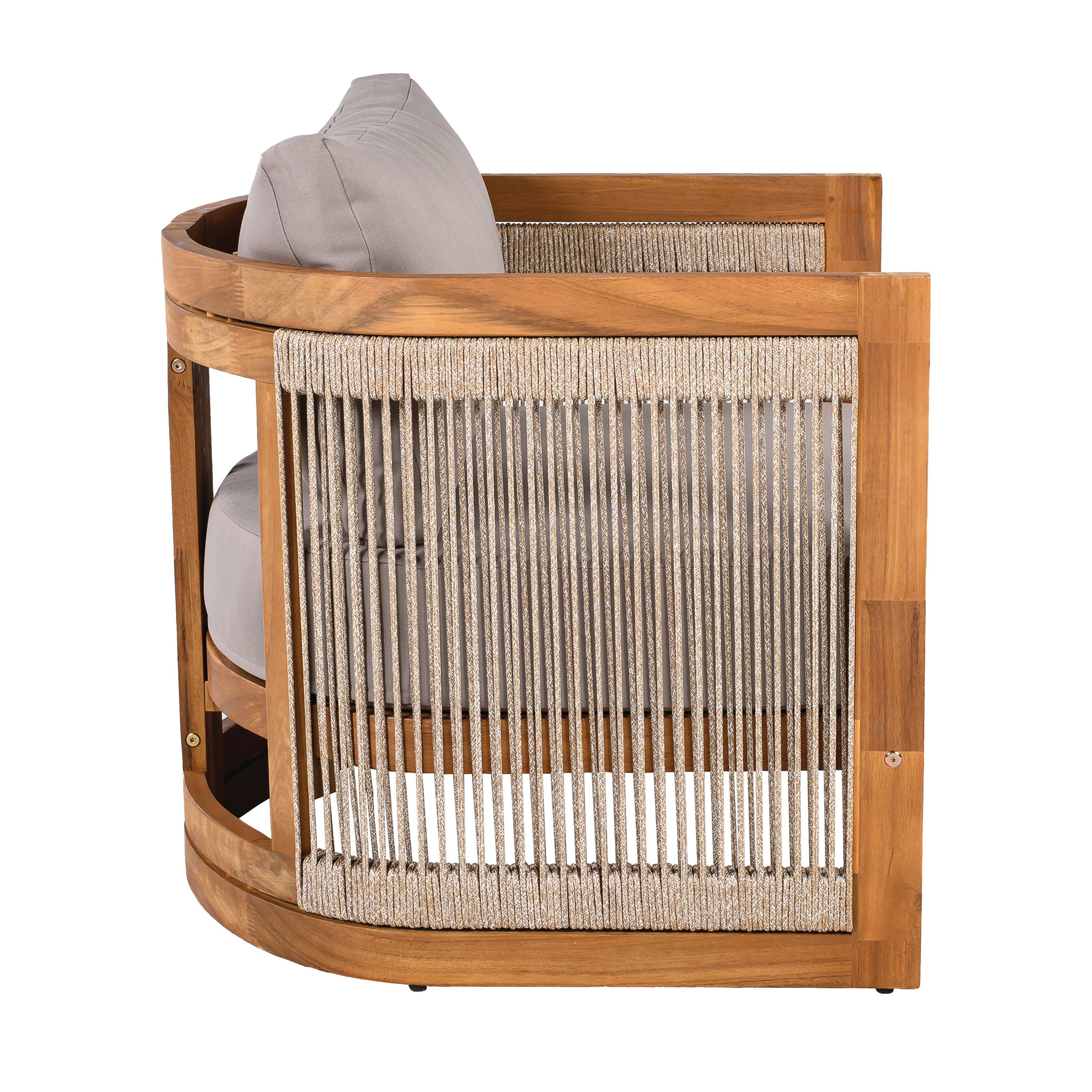 Sundara Acacia Wood Outdoor Club Chair with Handwoven Rope Accents