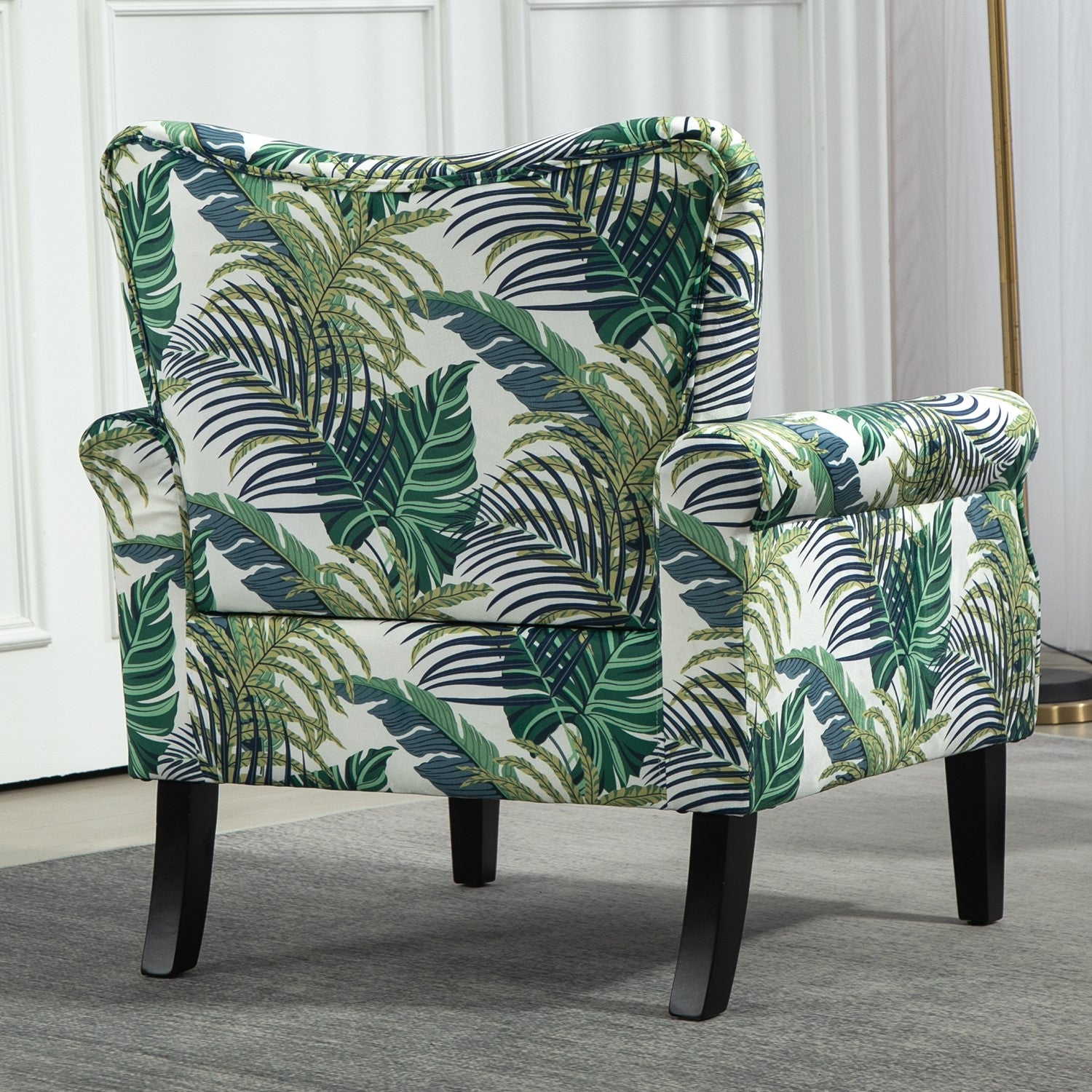 Palm Pattern  Wingback Accent Chair