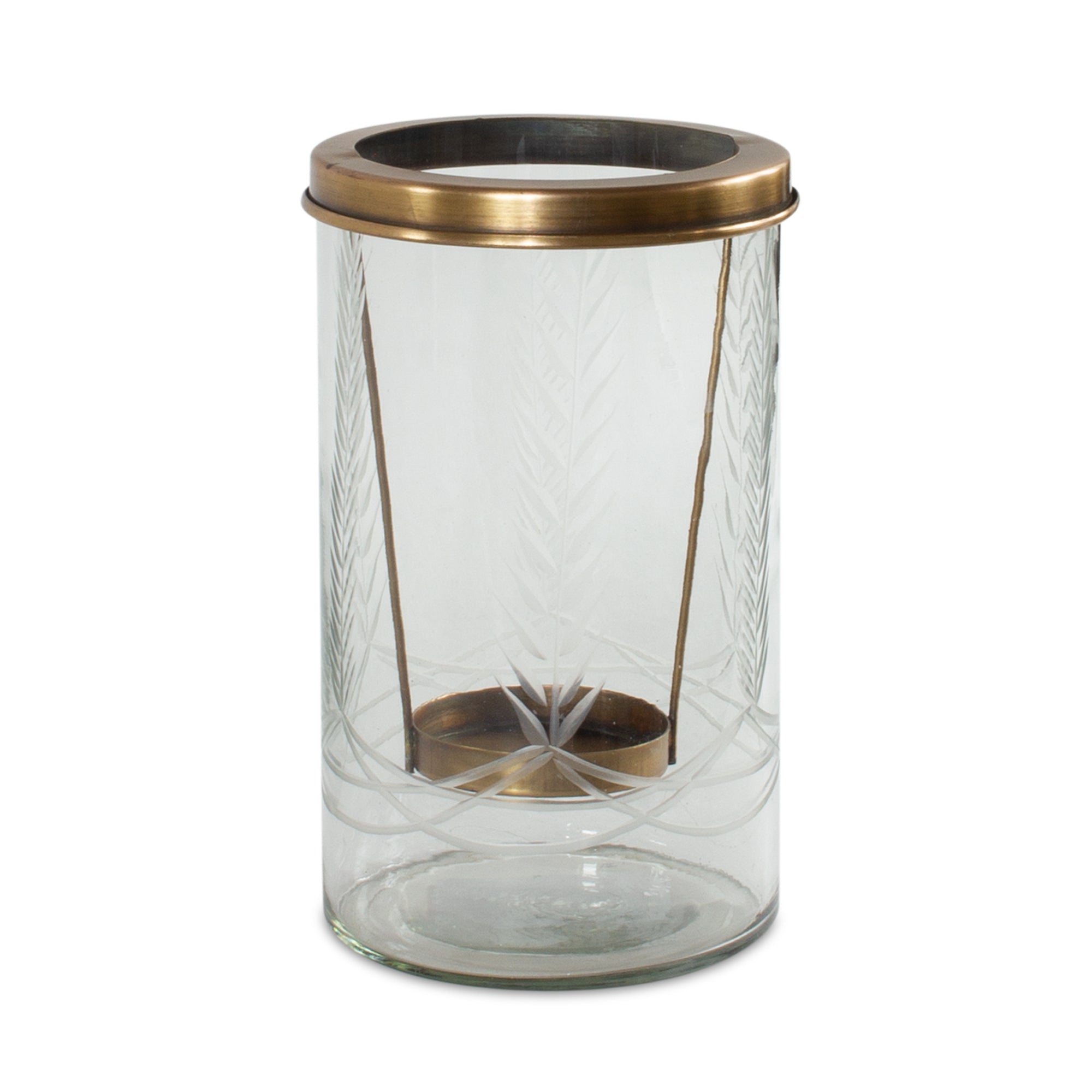 Etched Glass Candle Holder