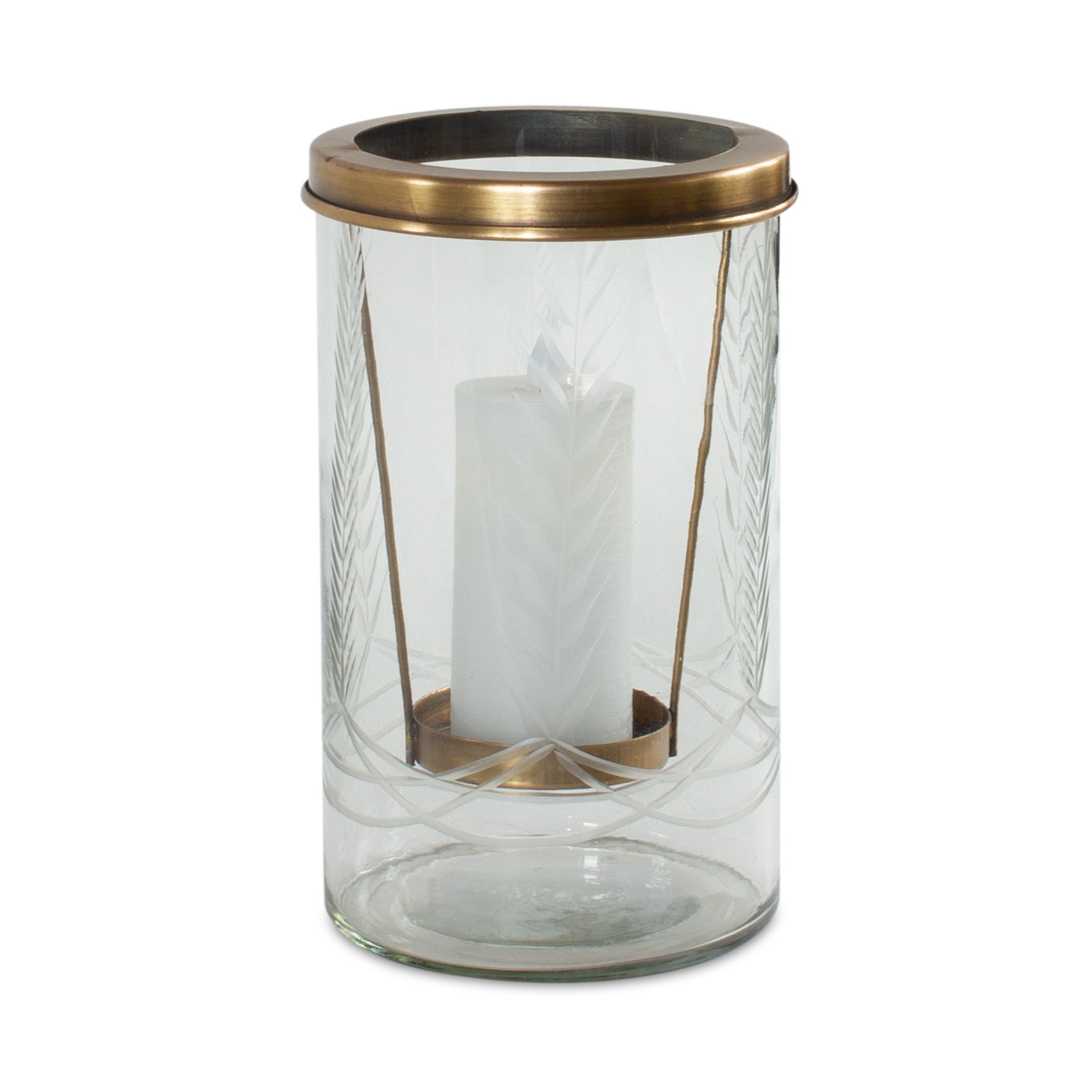 Etched Glass Candle Holder
