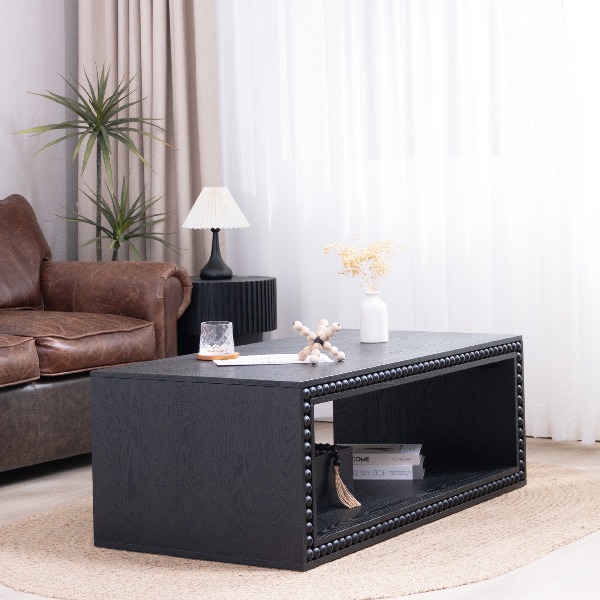 Beaded Edge Open Storage Coffee Table