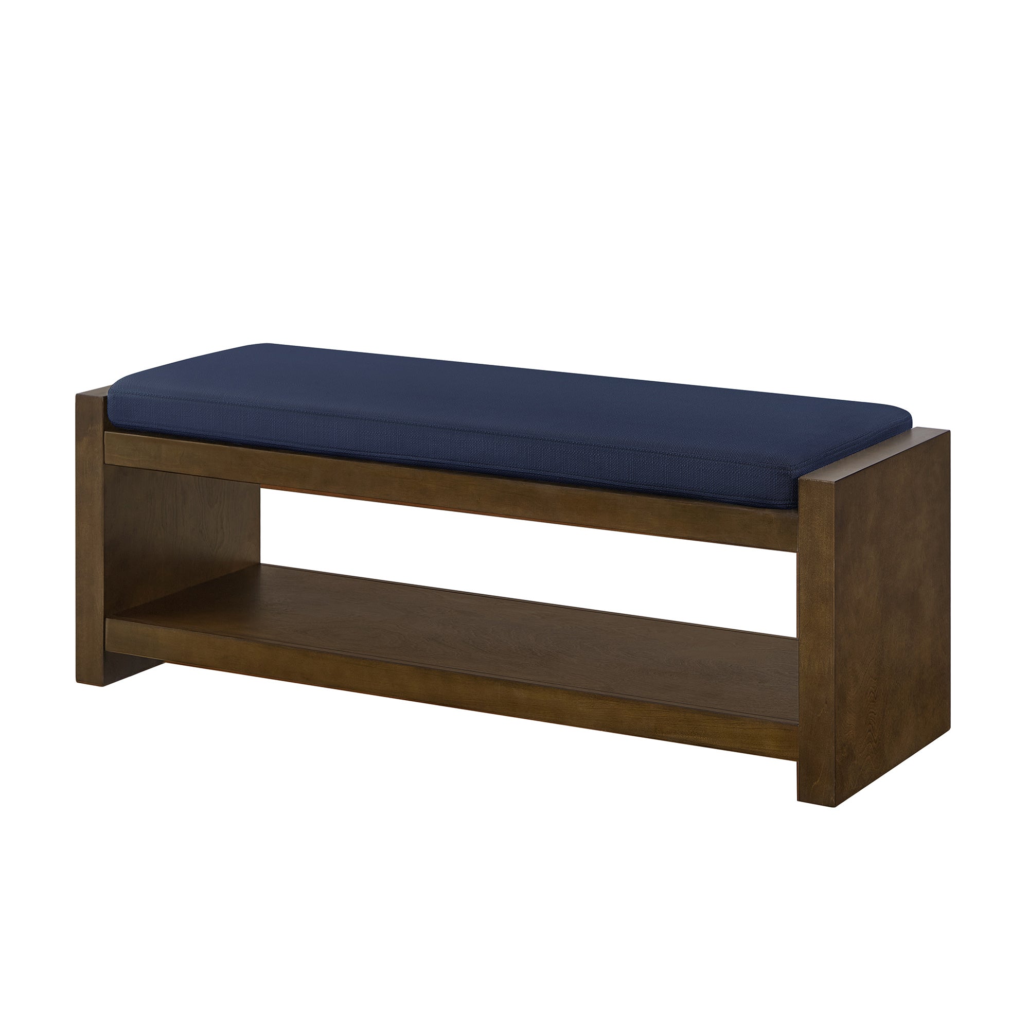Accent Bench with Lower Shelf Shoe Rack and Padded Seating