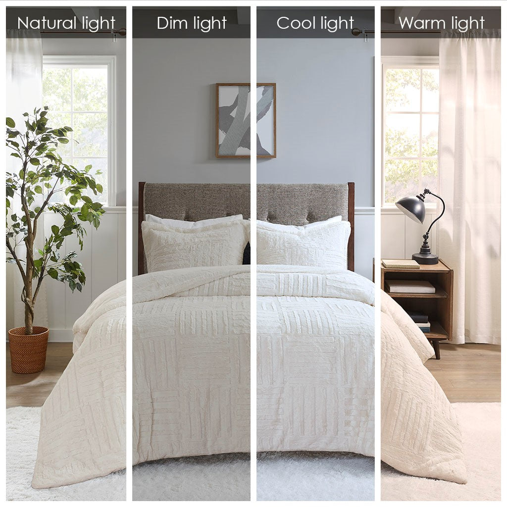 Faux Fur Geometric Down Alternative Comforter Mini Set