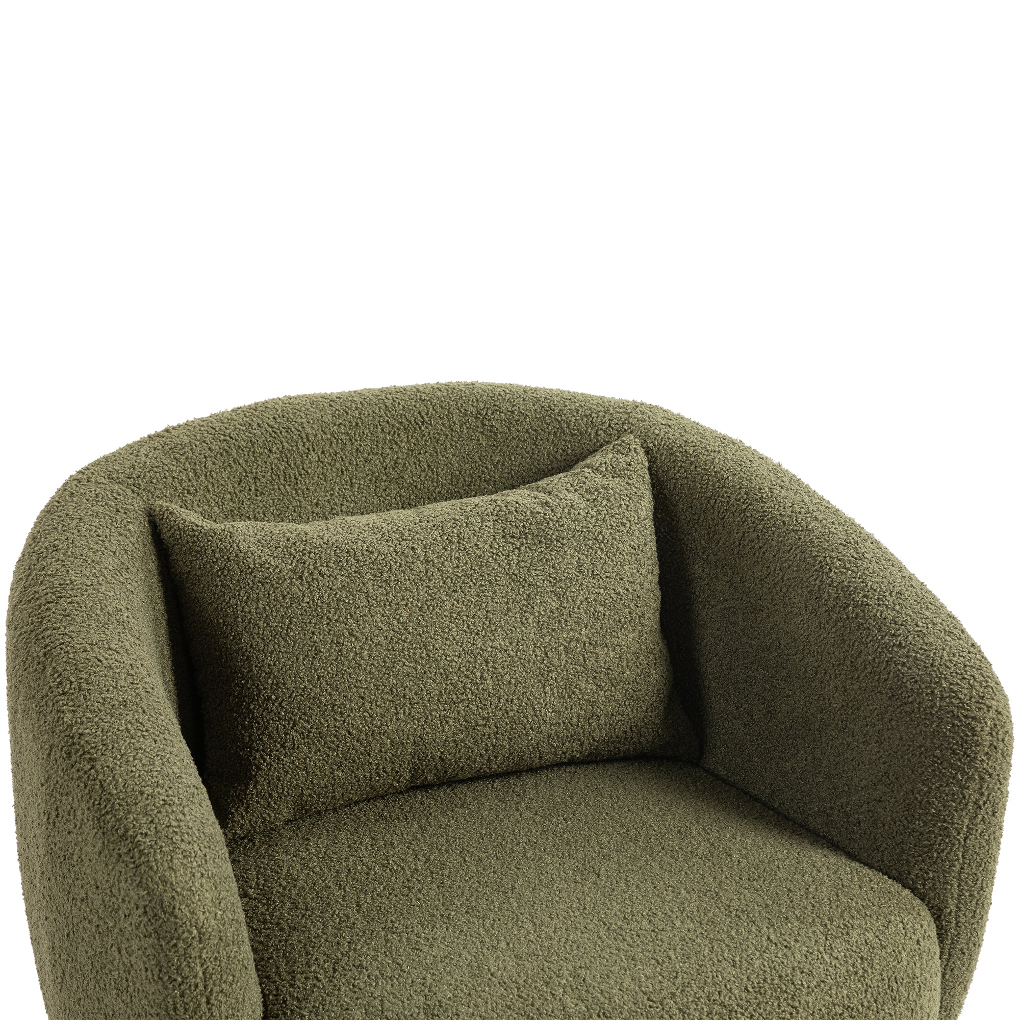 Upholstered Swivel Barrel Chair with Metal Base and Storage