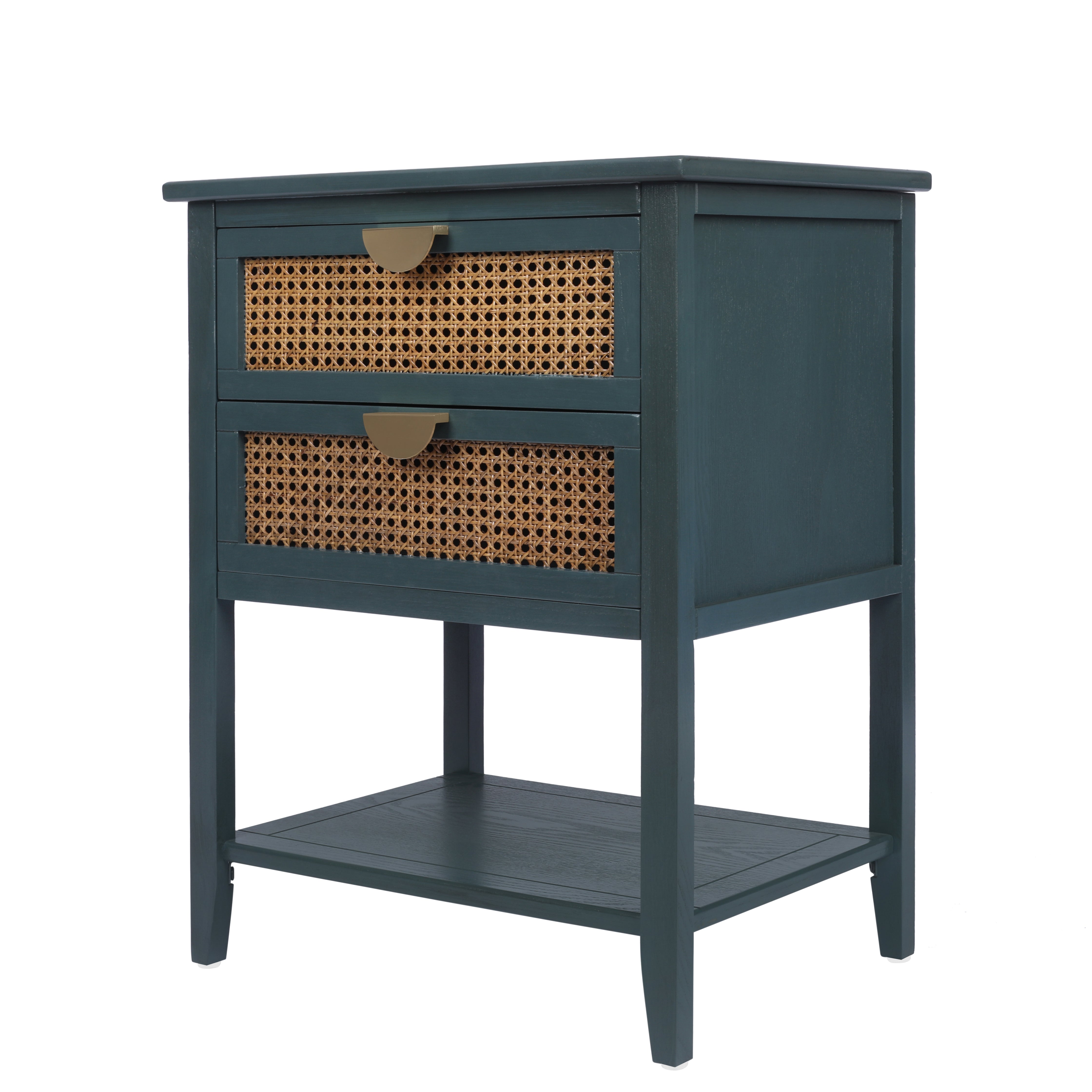 2-Drawer Side Table with Natural Rattan Drawers
