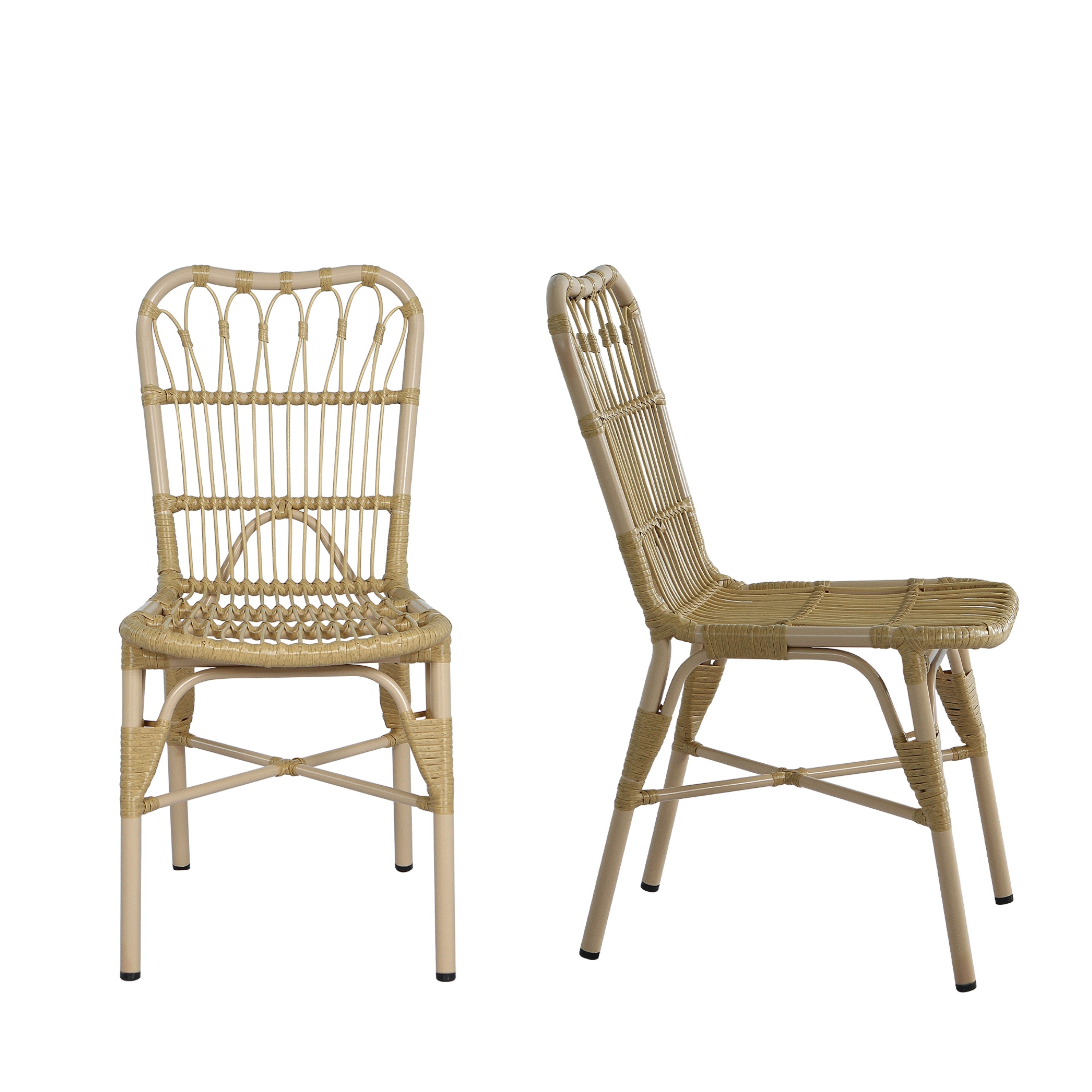 Outdoor Rattan Patio Dining Chairs, Set of 2