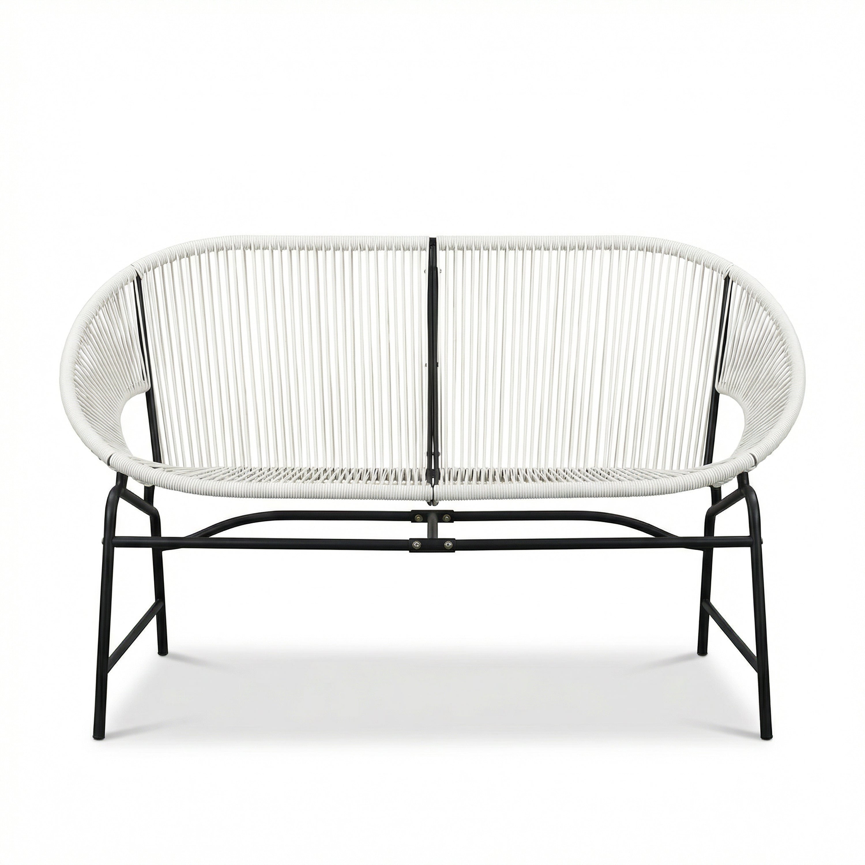 CONDESSA OUTDOOR PATIO WICKER LOVE SEAT, GREEN PE RATTAN & IRON FRAME, SET OF 1