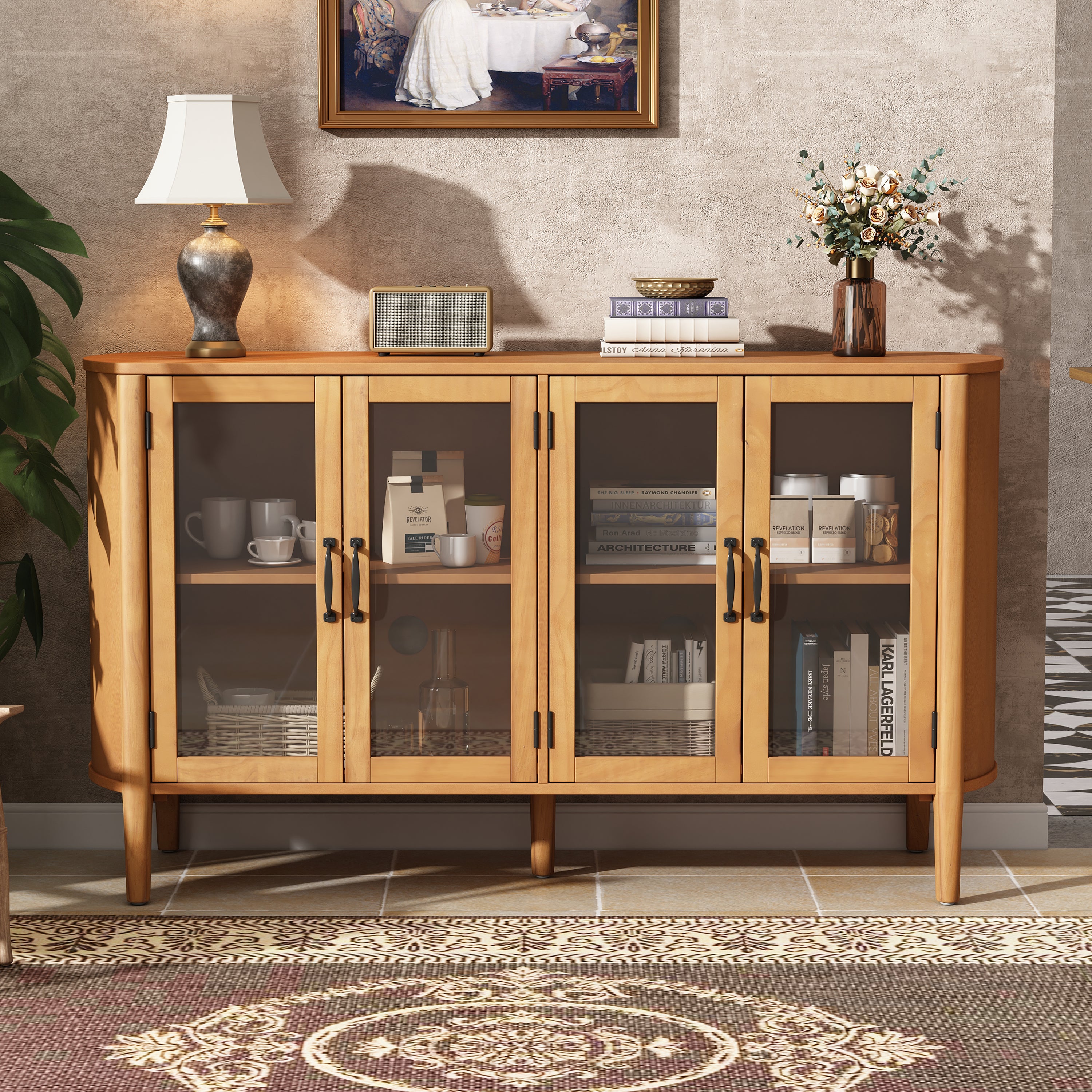 Rounded Storage Cabinet with Glass Doors