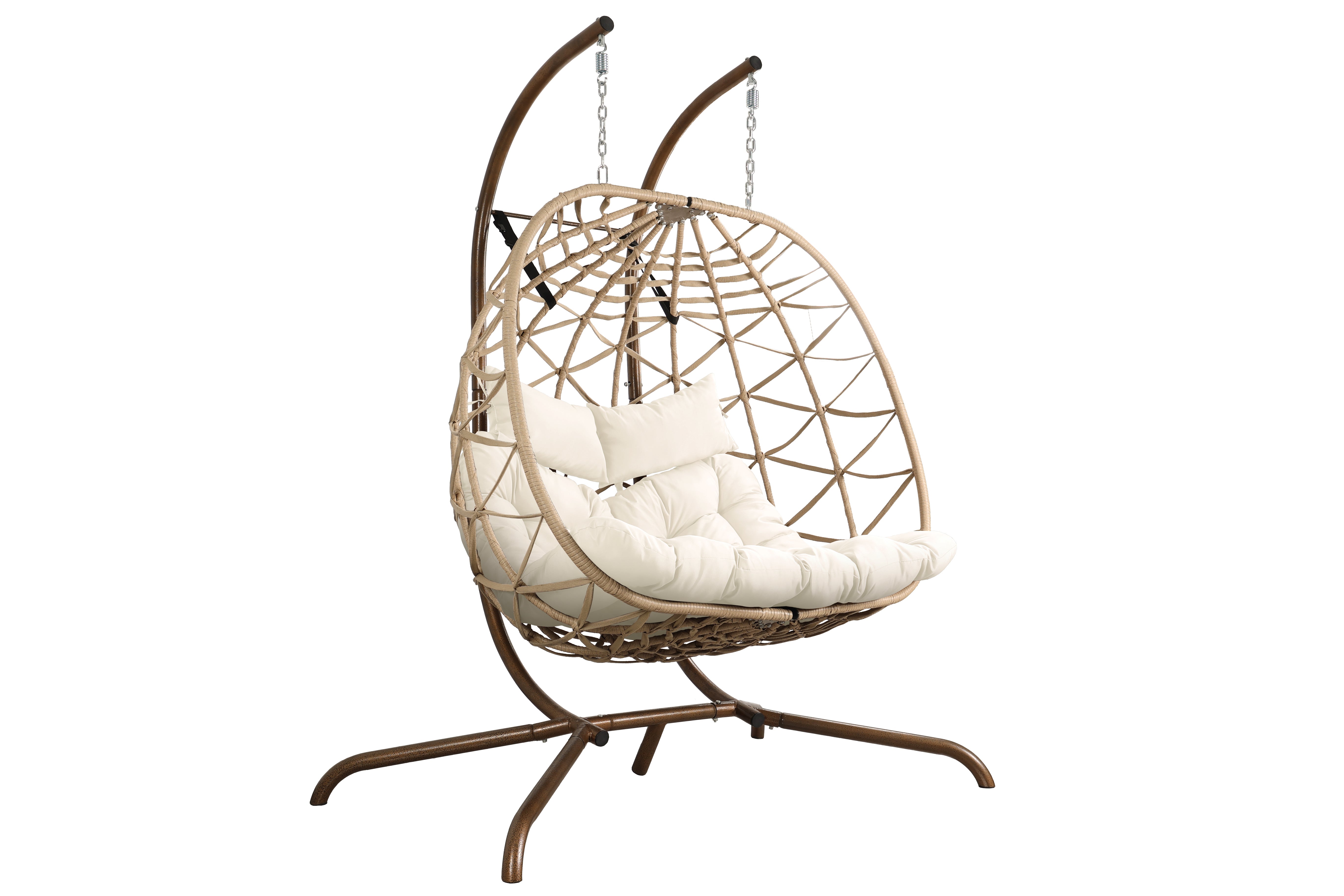 Shimmers Outdoor Rattan Egg Swing Chair with Stand, Thick Cushions and Pillow