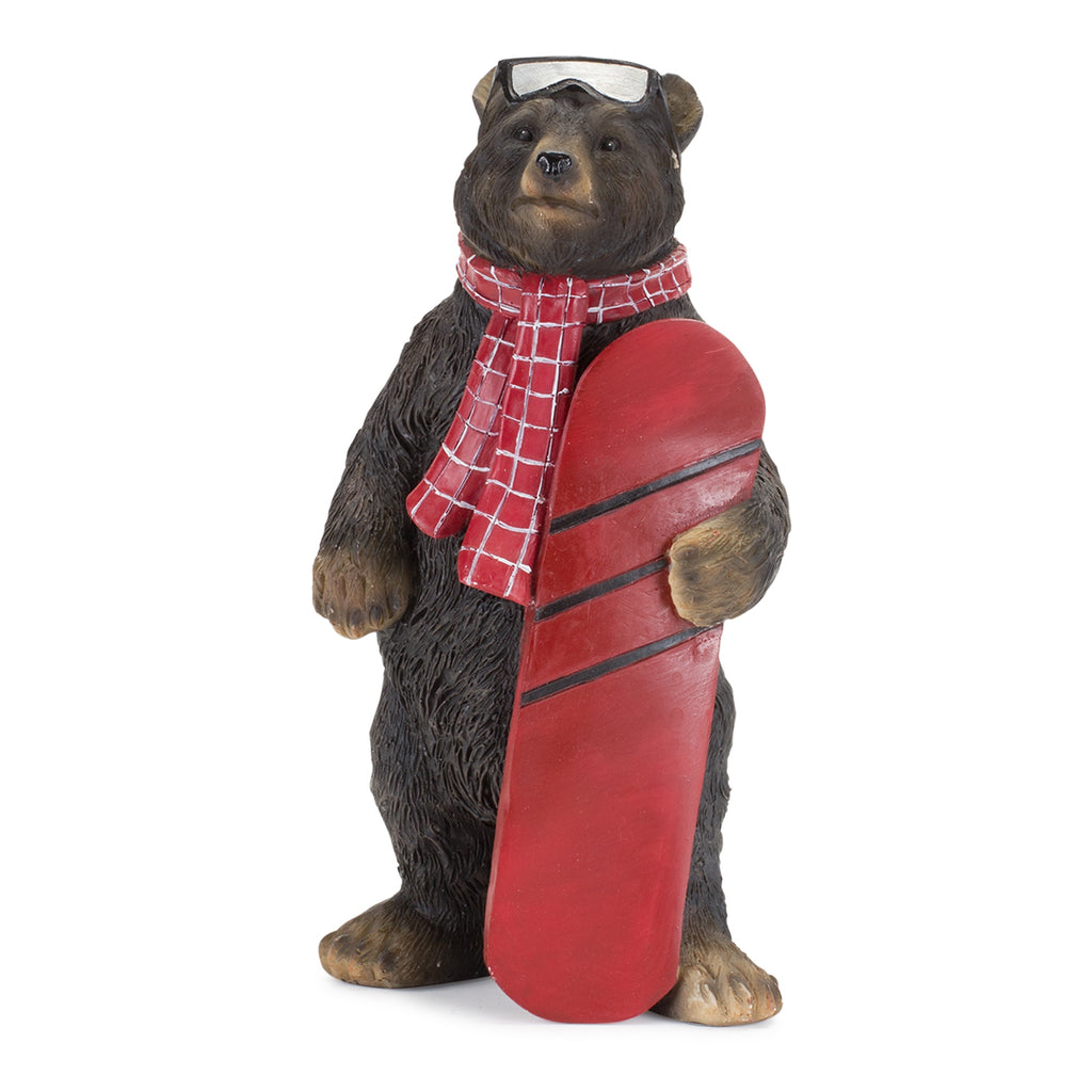 Black Bear Figurine with Snow Board Accent (Set of 3)
