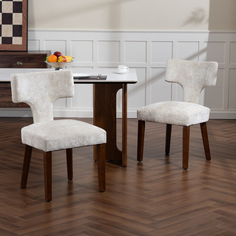Upholstered T-Back Dining Chairs, Set of 2
