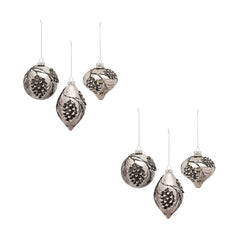 Silver-Pine-Cone-Glass-Ornament-with-Snowy-Accent-(Set-of-6)-Decor