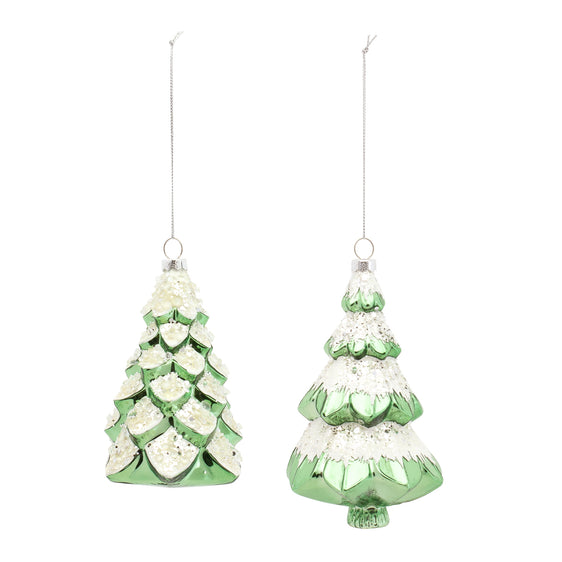 Green-Frosted-Pine-Tree-Ornament,-Set-of-12-Ornaments