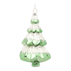 Green Frosted Pine Tree Ornament (Set of 12)