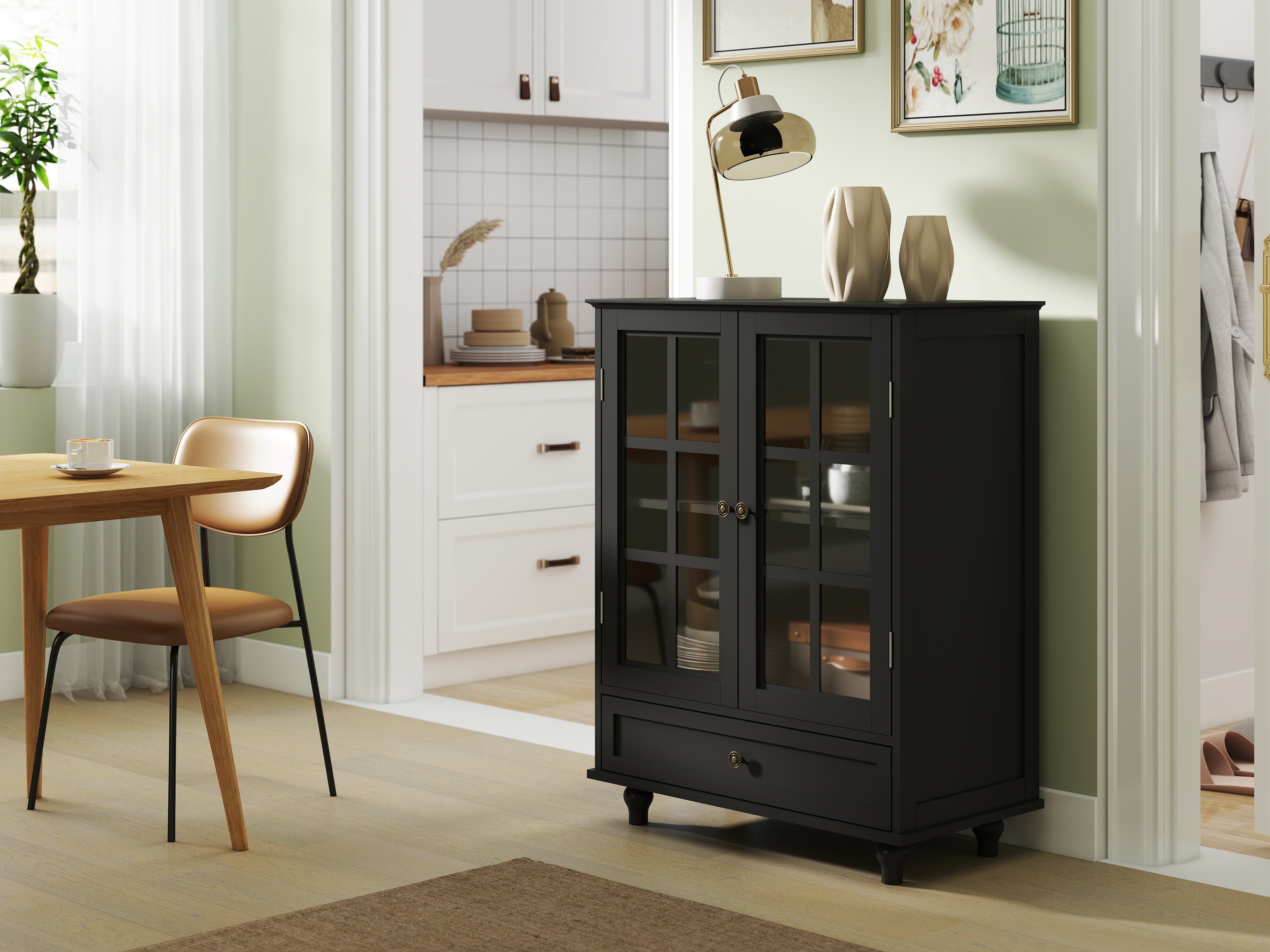 Double Glass Door Accent Cabinet