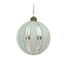 Seafoam Blue Glass Ornament with Silver Accent (Set of 6)