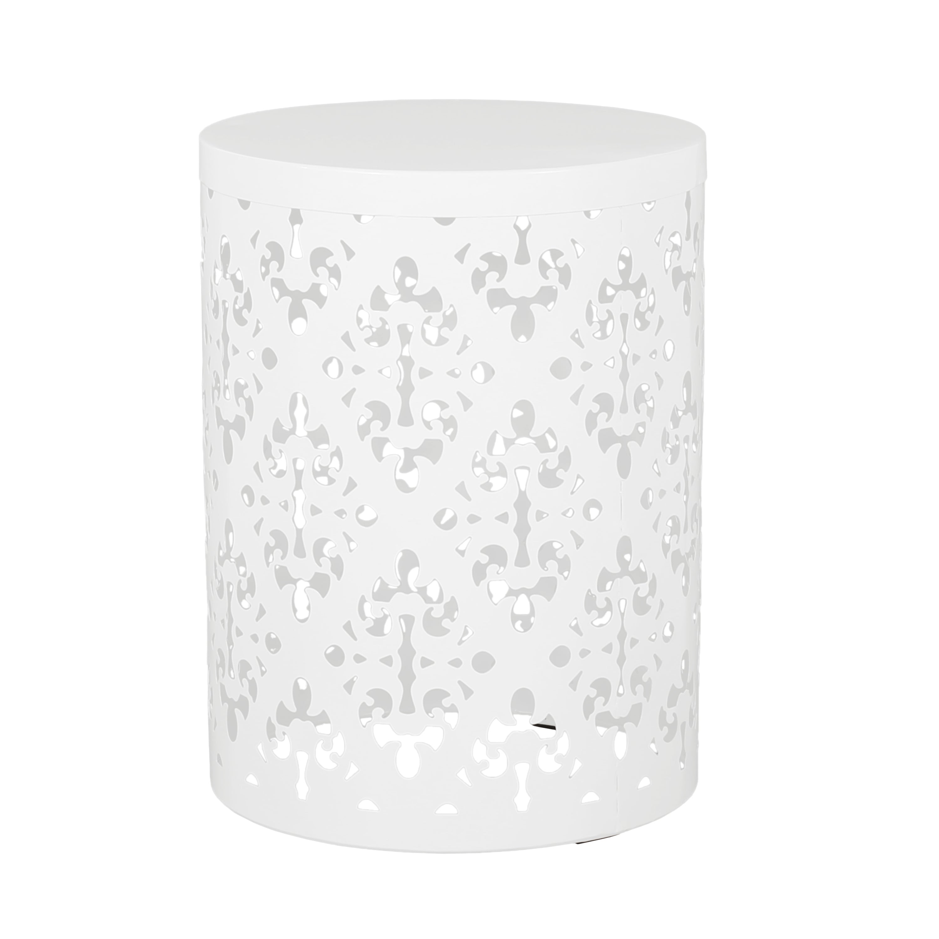 Refinery 2-Piece Outdoor End Table Set with Floral Patten and Iron Cut Design