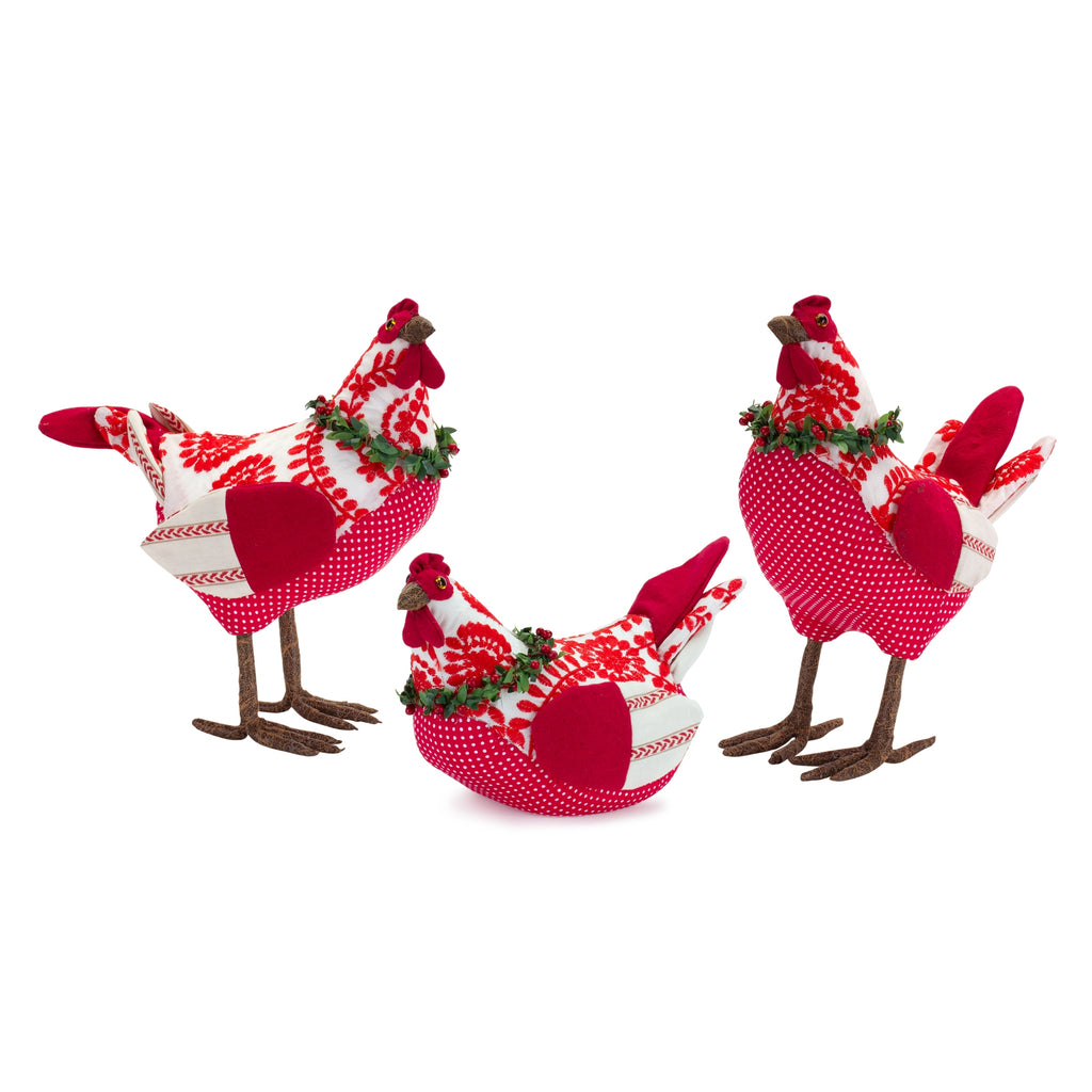 Plush-Three-French-Hens-with-Ornamental-Design-(Set-of-3)-Decor