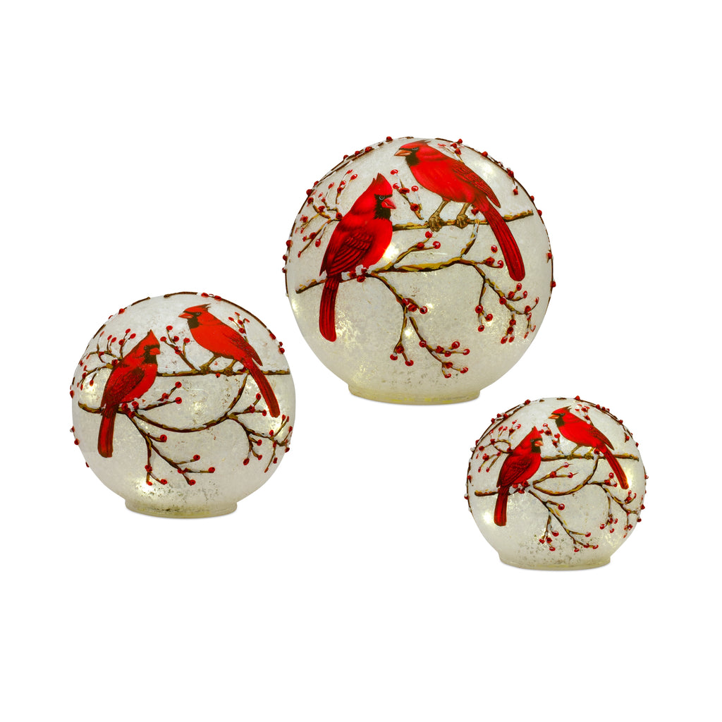LED-Frosted-Cardinal-Orb-with-Berry-Branch-Design-(Set-of-3)-Decor