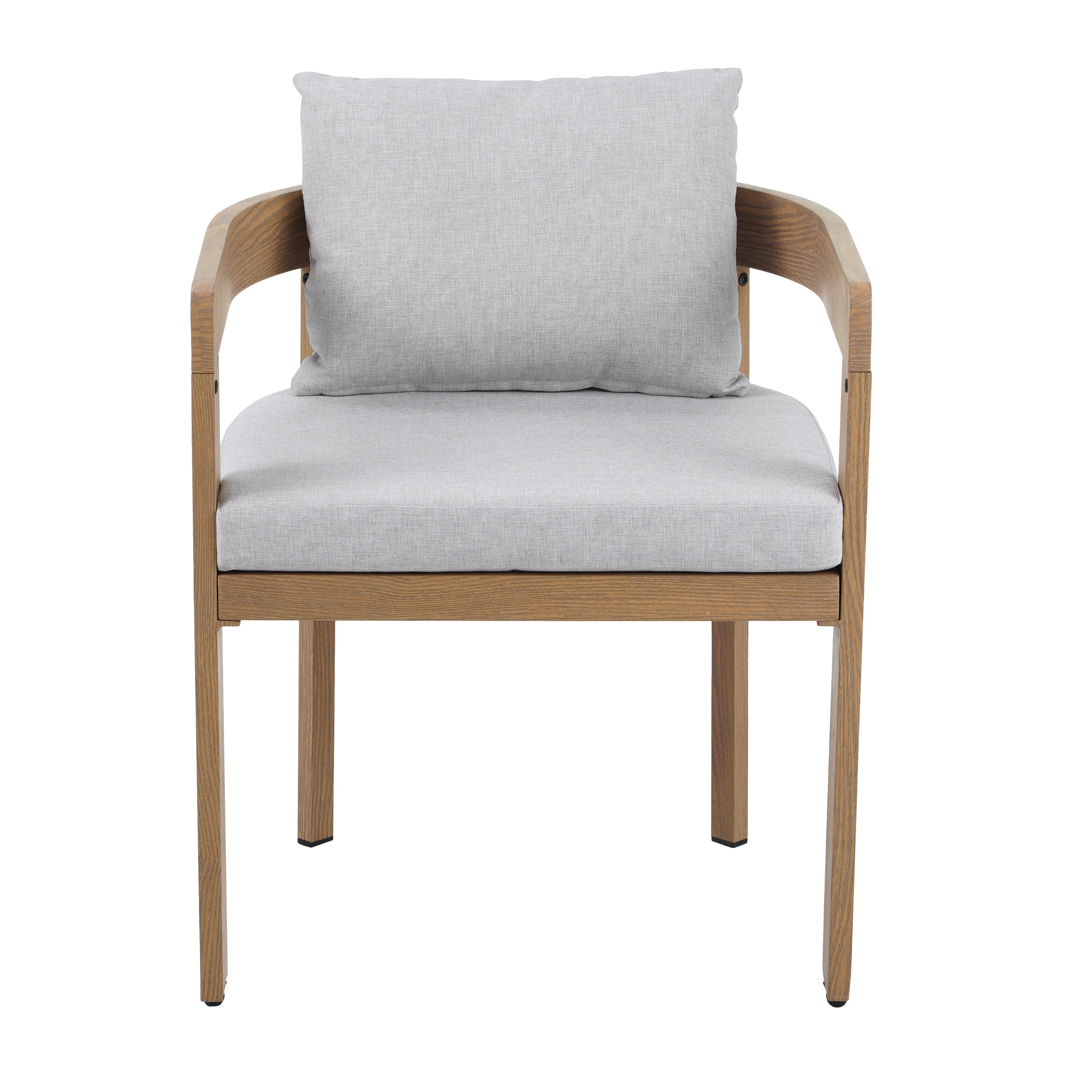 Magnesite 3-Piece Outdoor Dining Set with 2 Curved Chairs and Wood Table