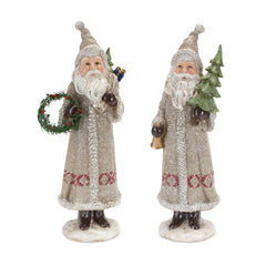Silver-Santa-Figurine-with-Pine-Accent-(Set-of-2)-Decor