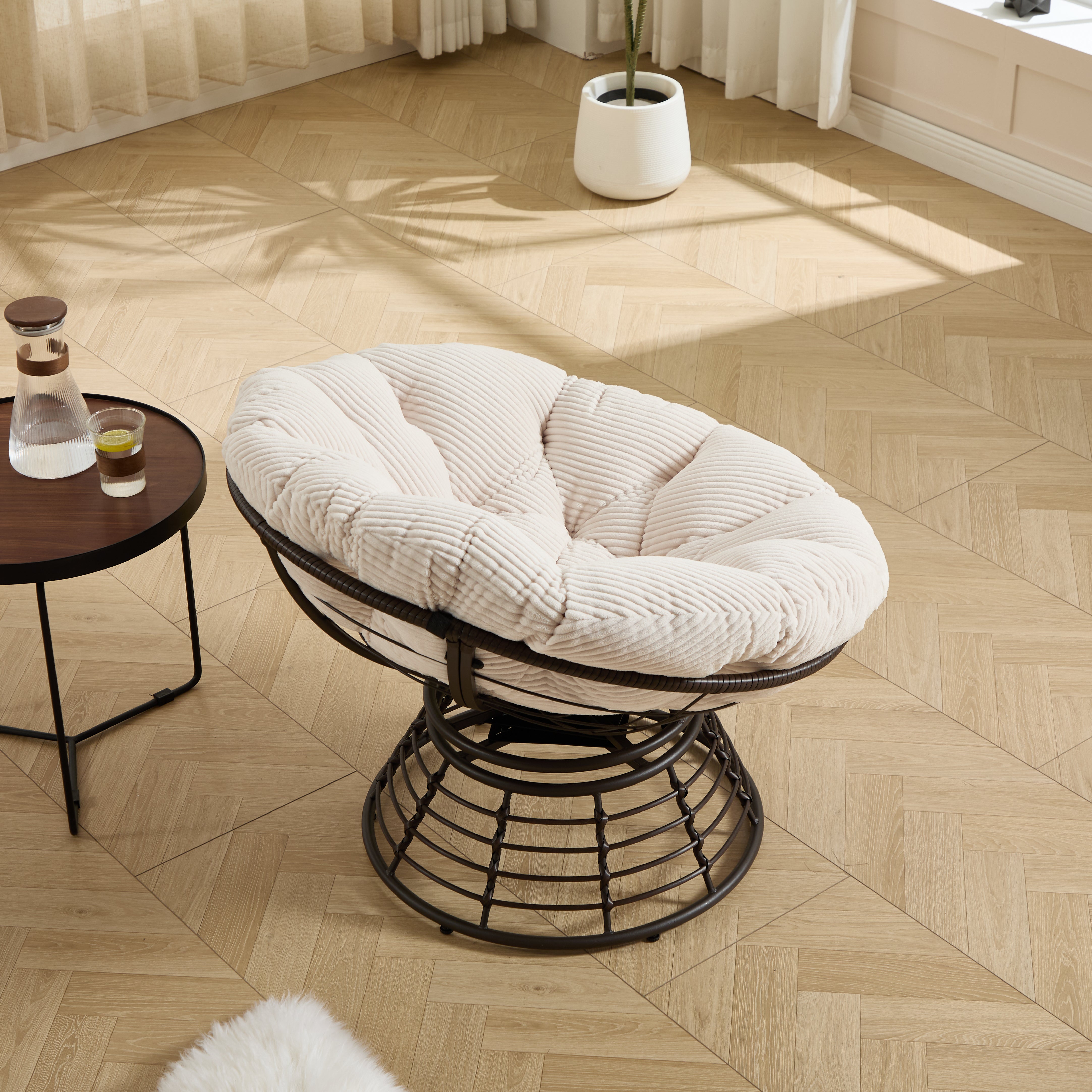The Original Papasan™ 360° Swivel Indoor Outdoor Wicker Papasan Chair with Soft Thick Cushion