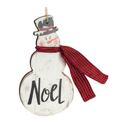 Metal Snowman Sentiment Ornament with Scarf (Set of 6)