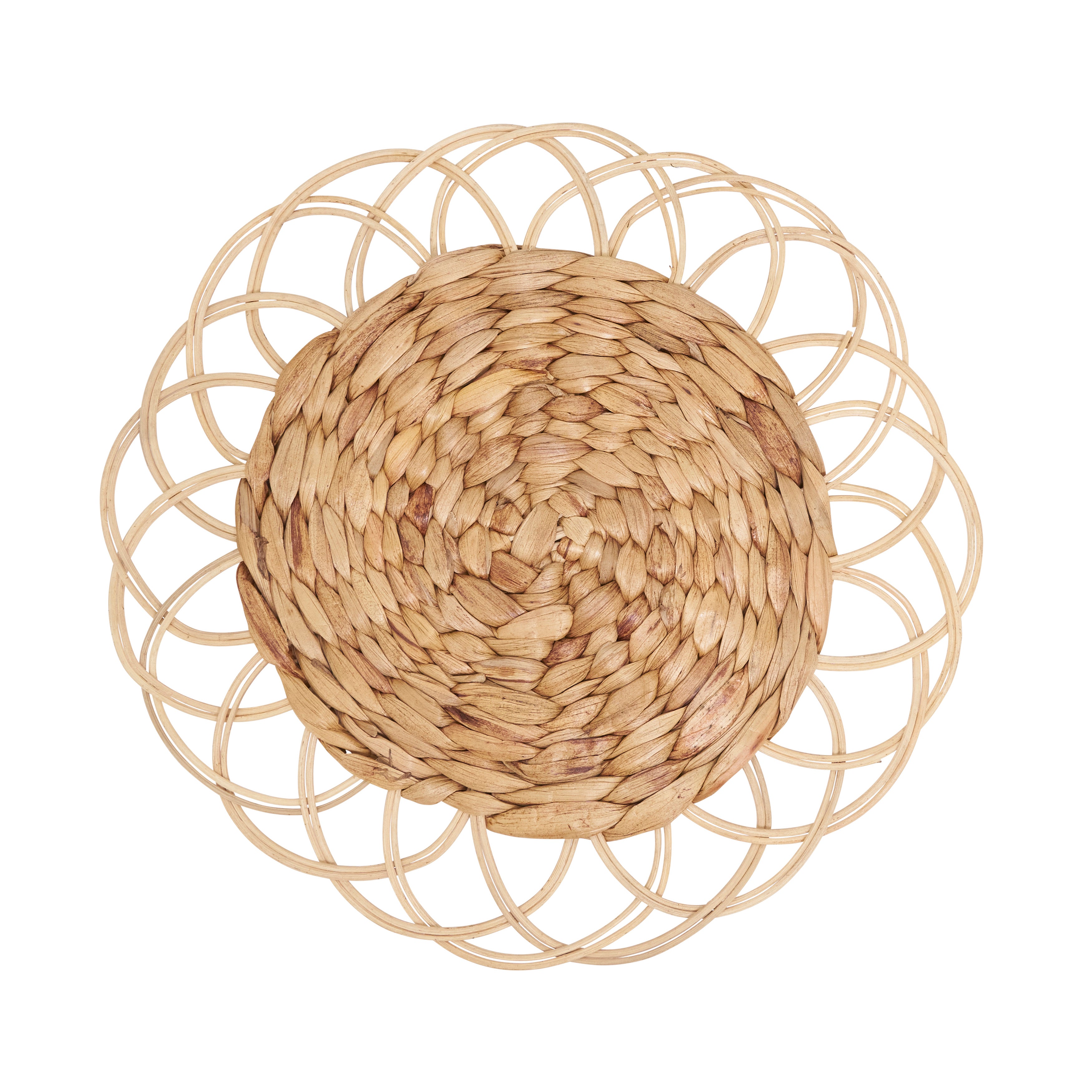 Natural Blend Rattan and Hyacinth Charger, Set of 4