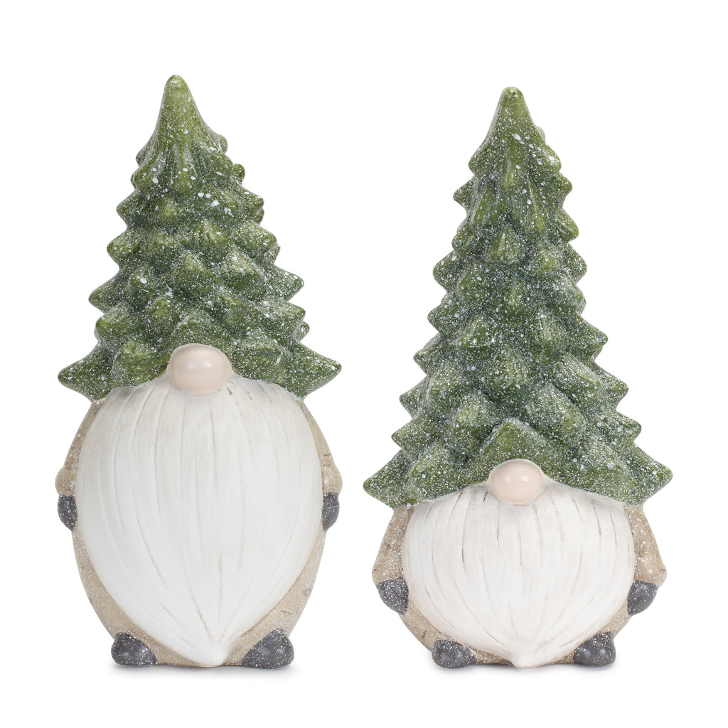 Terra-Cotta-Gnome-Figurine-with-Pine-Tree-Hat-(Set-of-2)-Decor
