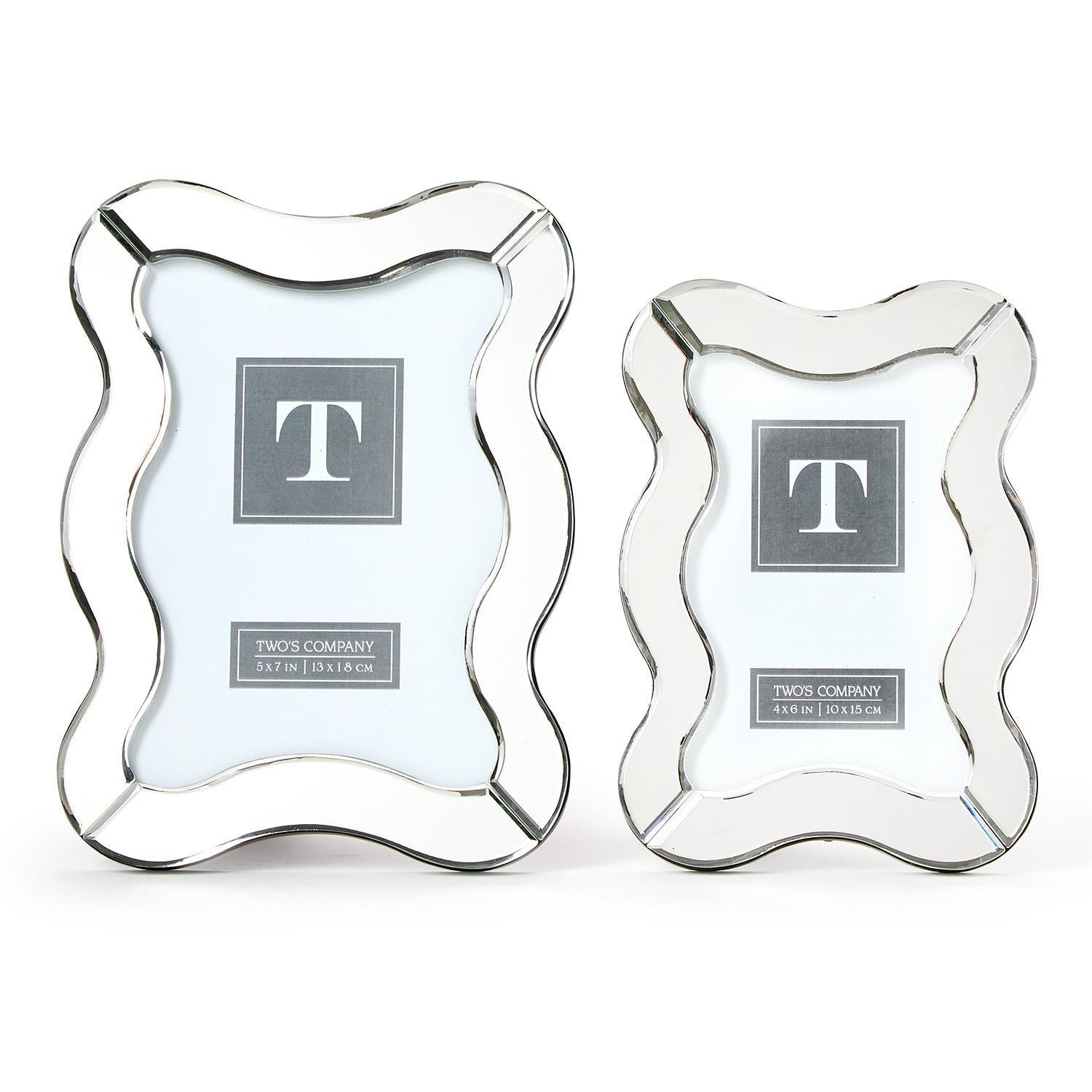Scalloped Cut Mirror Photo Frames, Set of 2