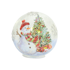 LED Lighted Orb with Whimsical Snowman and Tree Scene (Set of 3)
