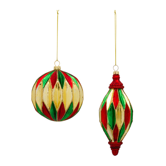 Geometric Glass Ornament with Gold Accent, Set of 6