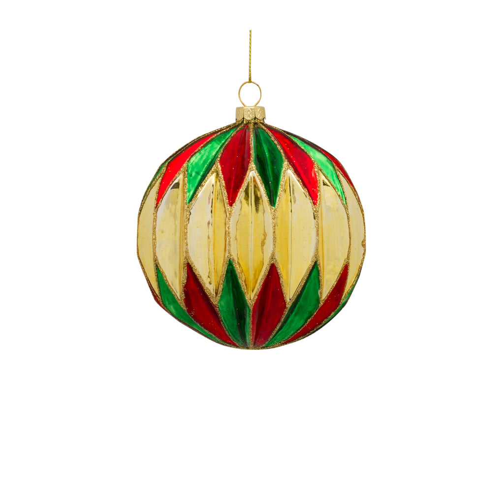Geometric Glass Ornament with Gold Accent (Set of 6)